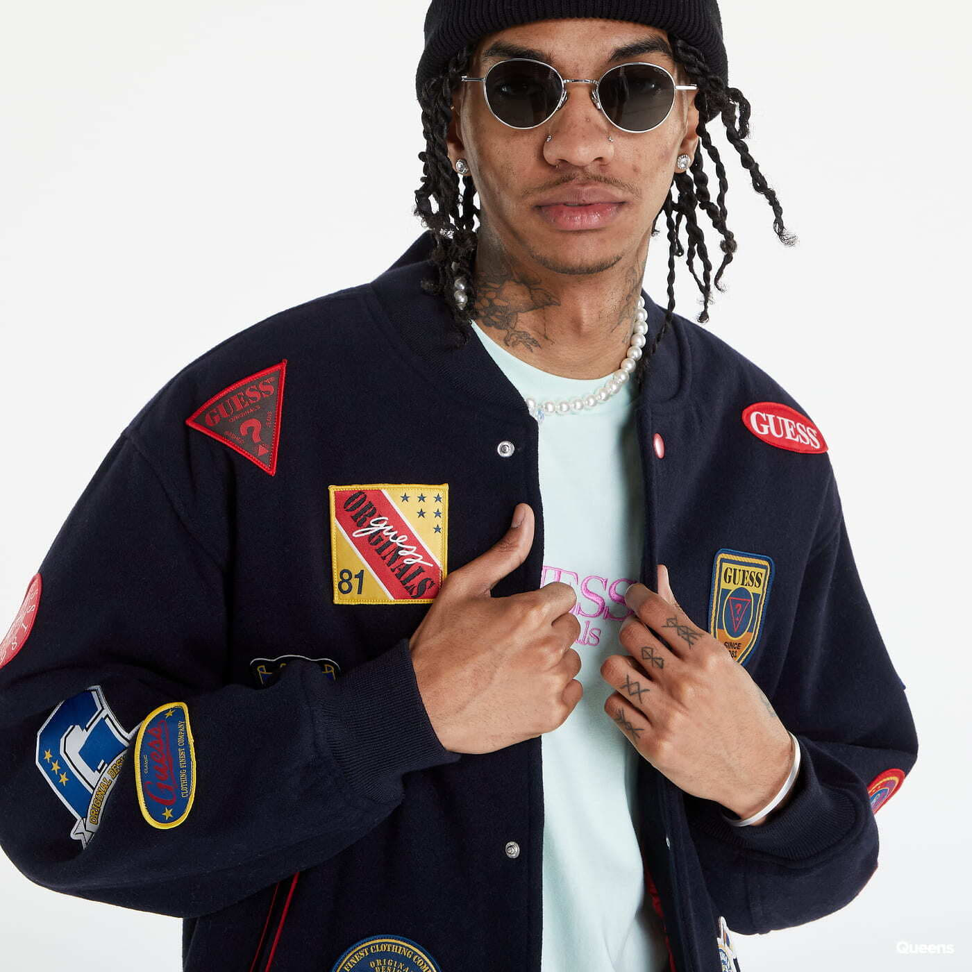 Jackets GUESS Patch Bomber Jacket Navy