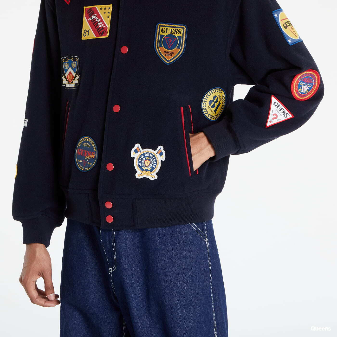 Jackets GUESS Patch Bomber Jacket Navy