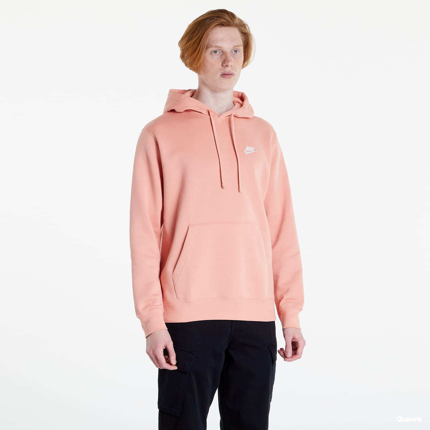 Mikiny Nike NSW Club Hoodie Pullover Brushed Back Lt Madder Root/ Lt Madder Root/ White