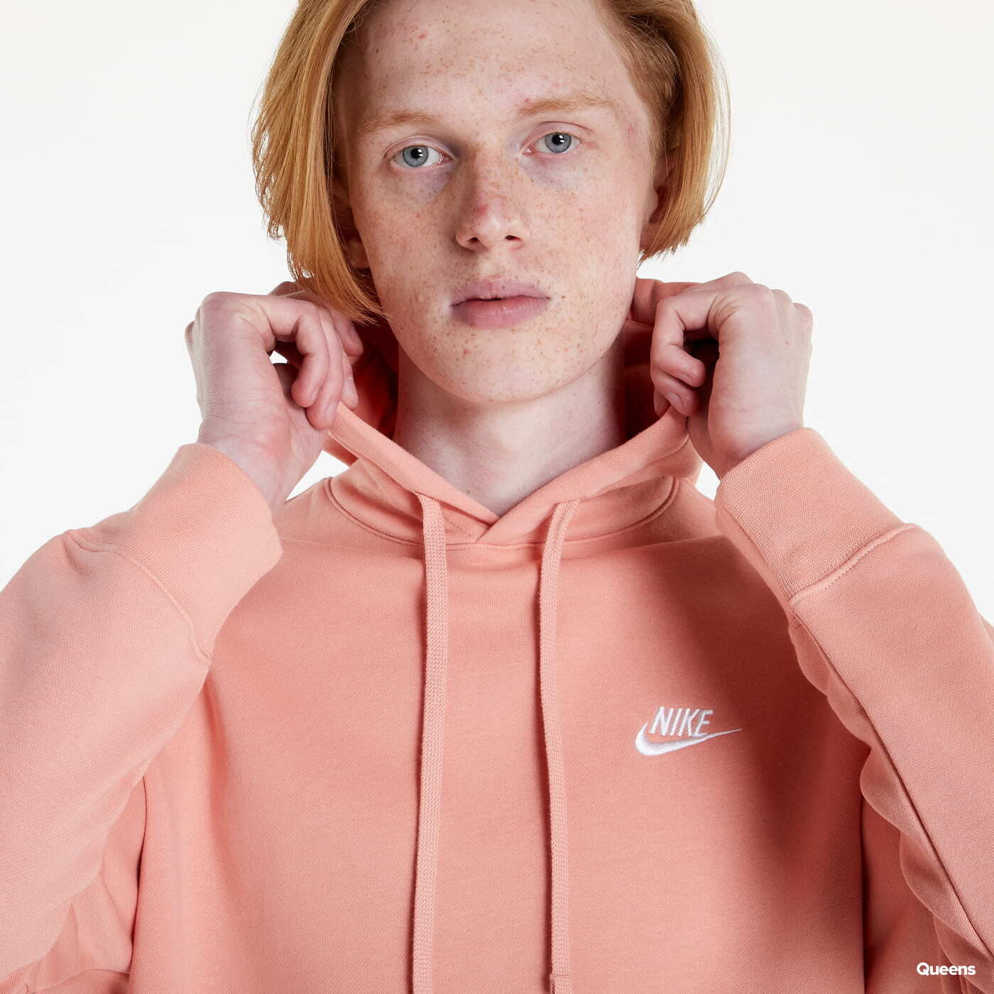 Mikiny Nike NSW Club Hoodie Pullover Brushed Back Lt Madder Root/ Lt Madder Root/ White