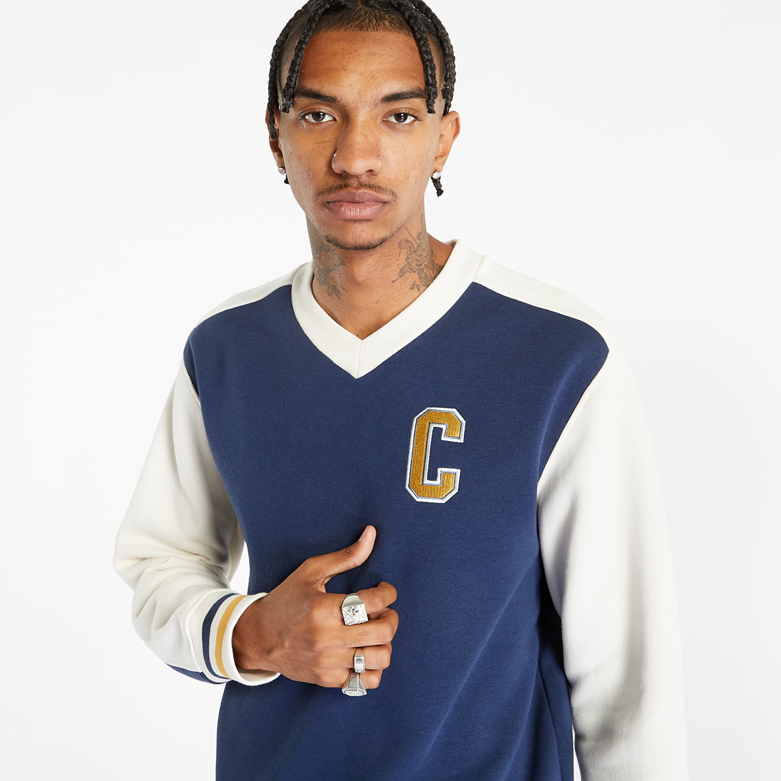 Sweatshirts Champion V Neck Sweatshirt Blue White Queens