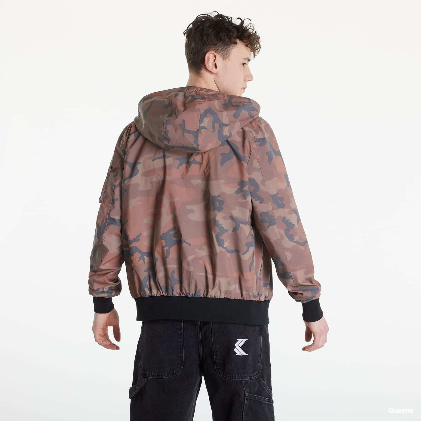 Kurtki wiatrówki Alpha Industries MA-1 LW Hoode Refl. Camo Brown
