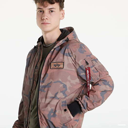Windbreakers Alpha Industries MA 1 LW Hoode Refl. Camo Brown Queens