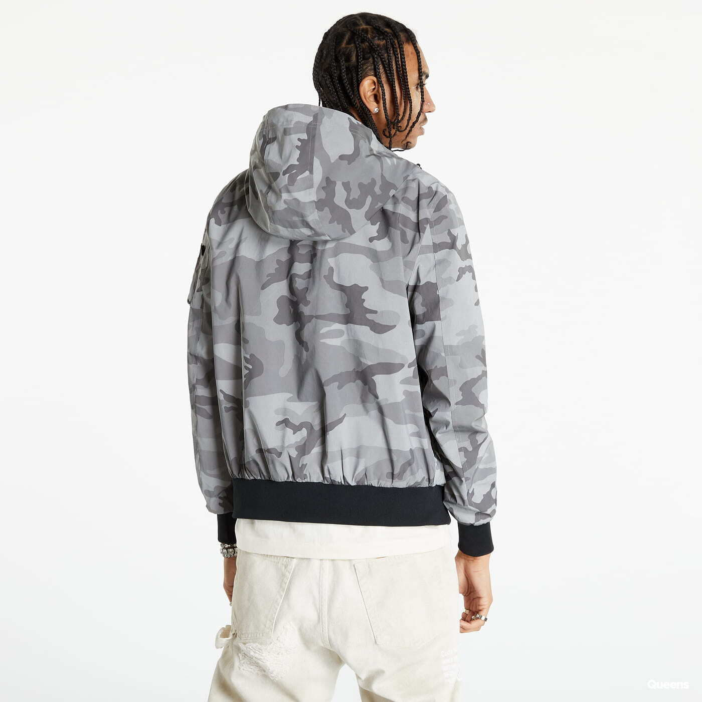 Windjacke Alpha Industries MA-1 LW Hoode Refl. Camo Grey