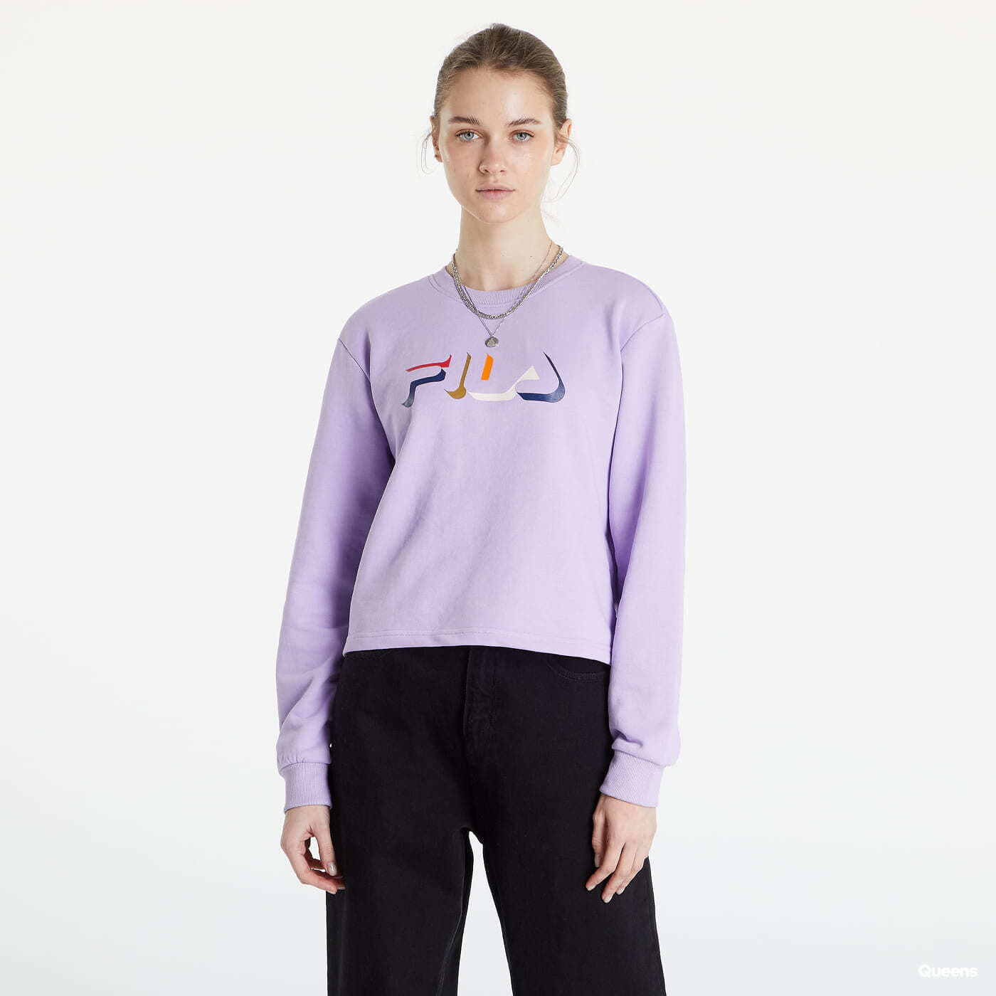 Bluzy Fila Boraceia Cropped Crew Sweat Purple