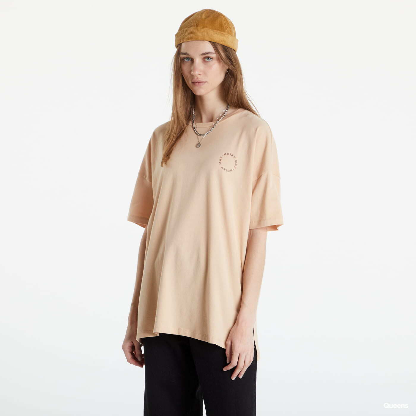 Tričká Noisy May Oversized Logo Tee Beige