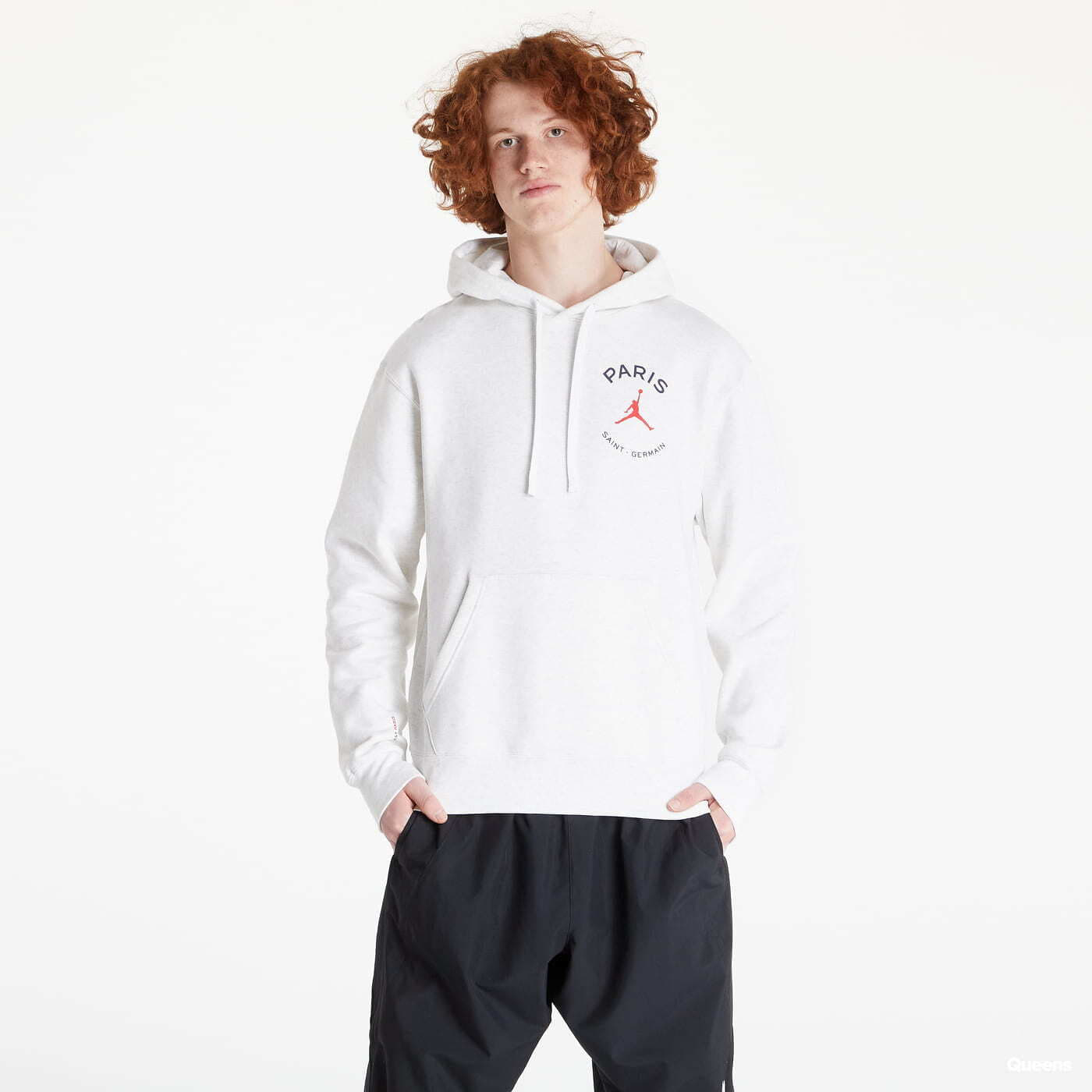 Sweatshirts and Sweaters Jordan Paris Saint-Germain Men's Fleece Pullover Hoodie Birch Heather/ Midnight Navy