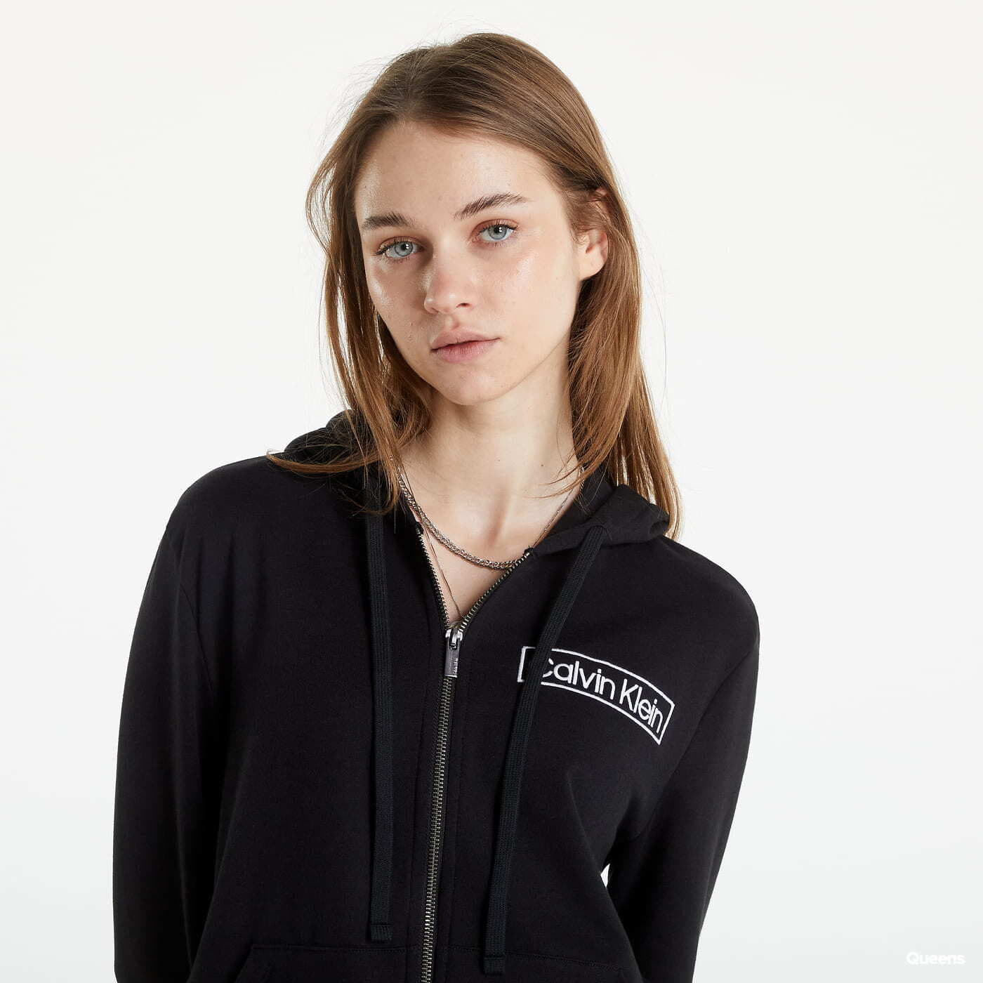 Calvin klein zip sales logo hoody ladies