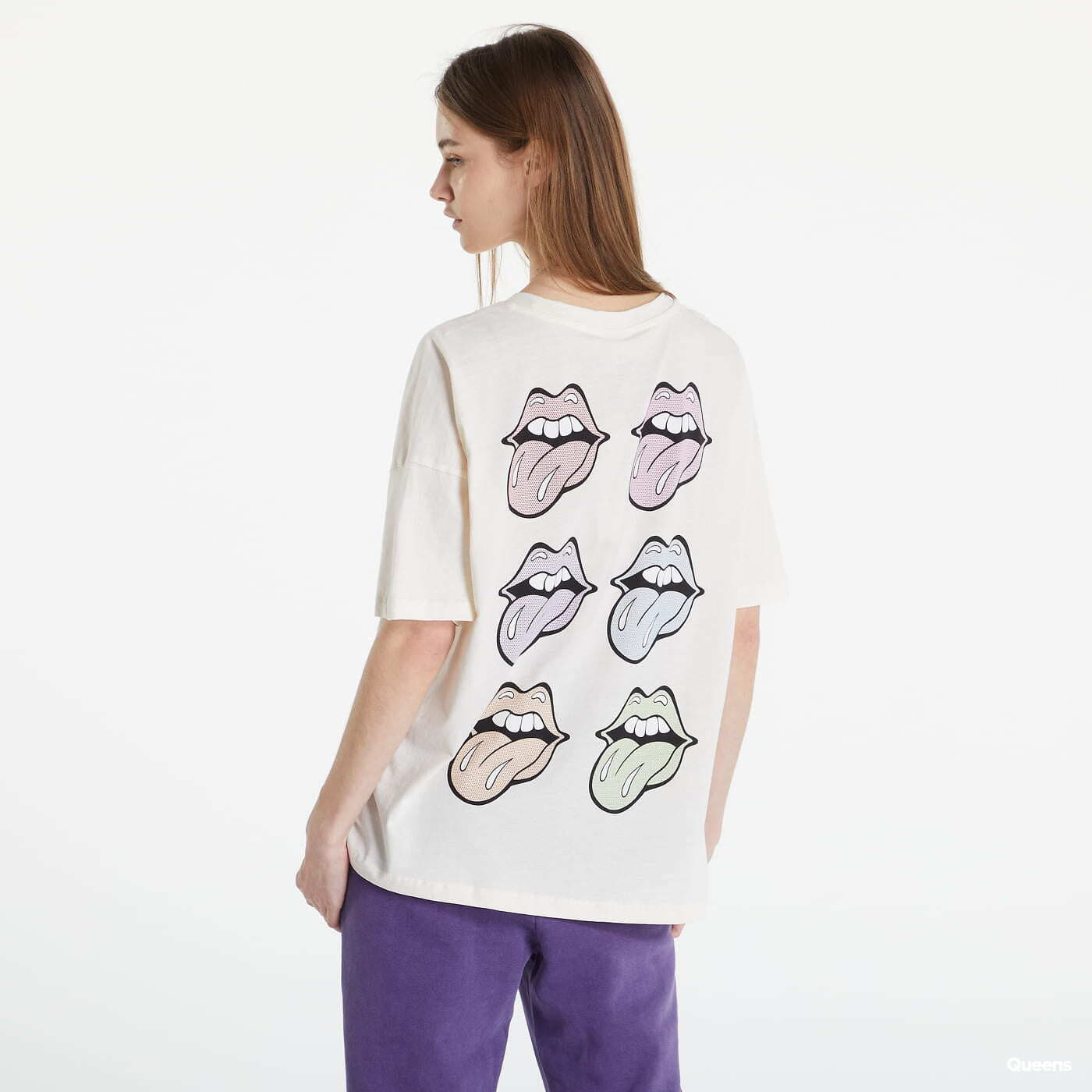 T-shirts Noisy May Oversized Rolling Stones T-Shirt Cream