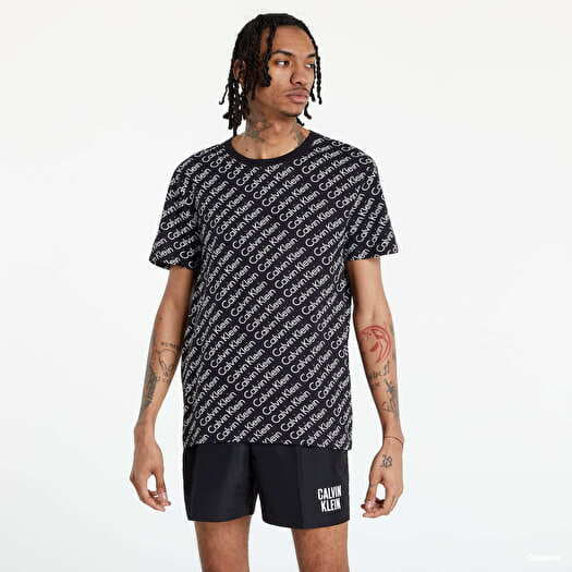 T Shirts Calvin Klein Diagonal Logo Black Black White Queens