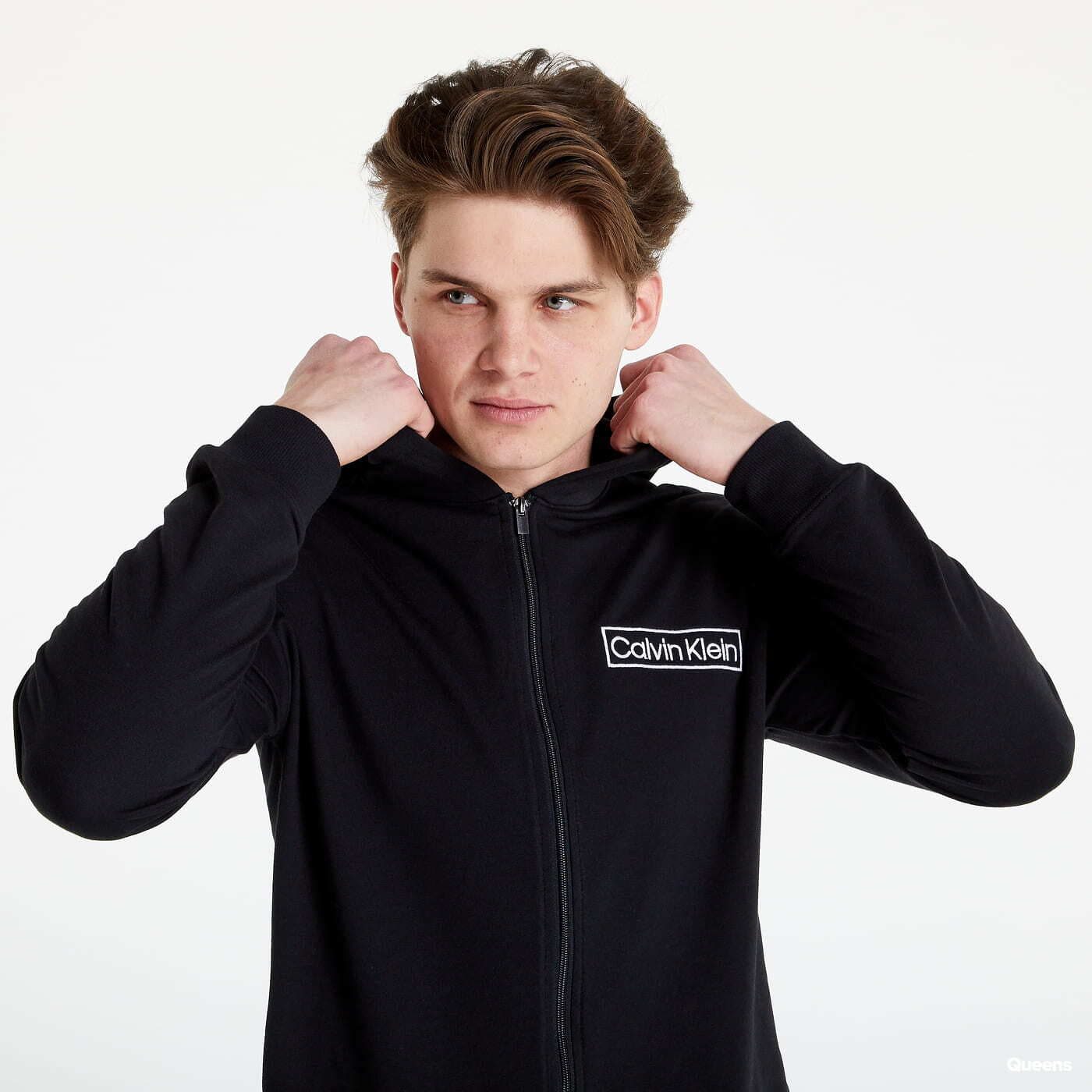 Mikiny Calvin Klein Reimagined Heritage Full Zip Hoodie Black