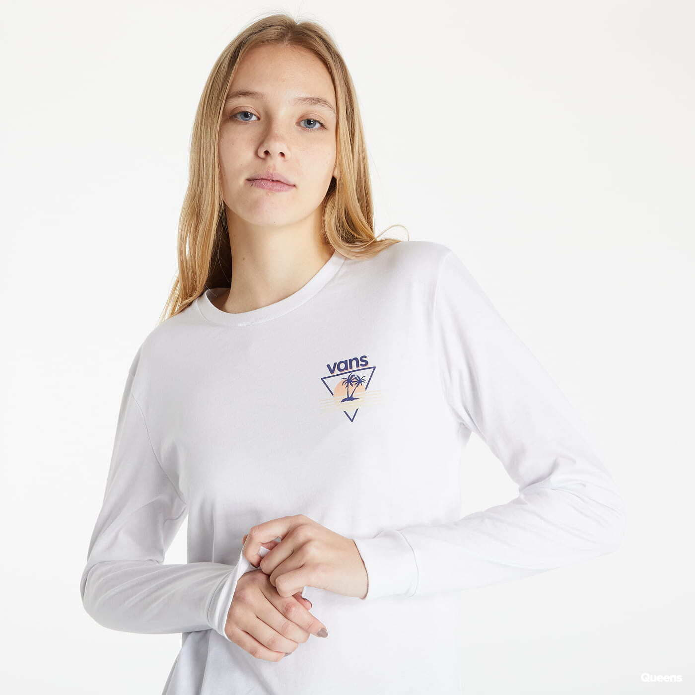 Vans white long sleeve top hot sale