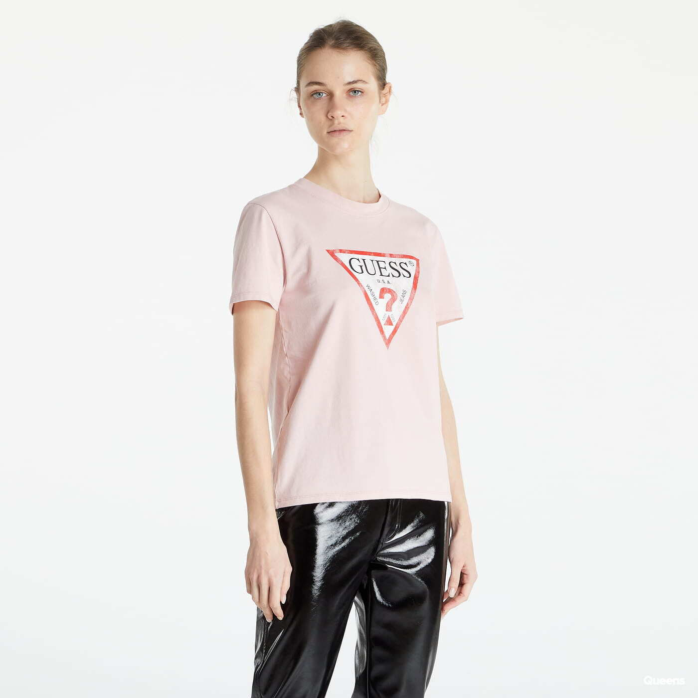 T-Shirts GUESS Triangle Logo Tee Pink