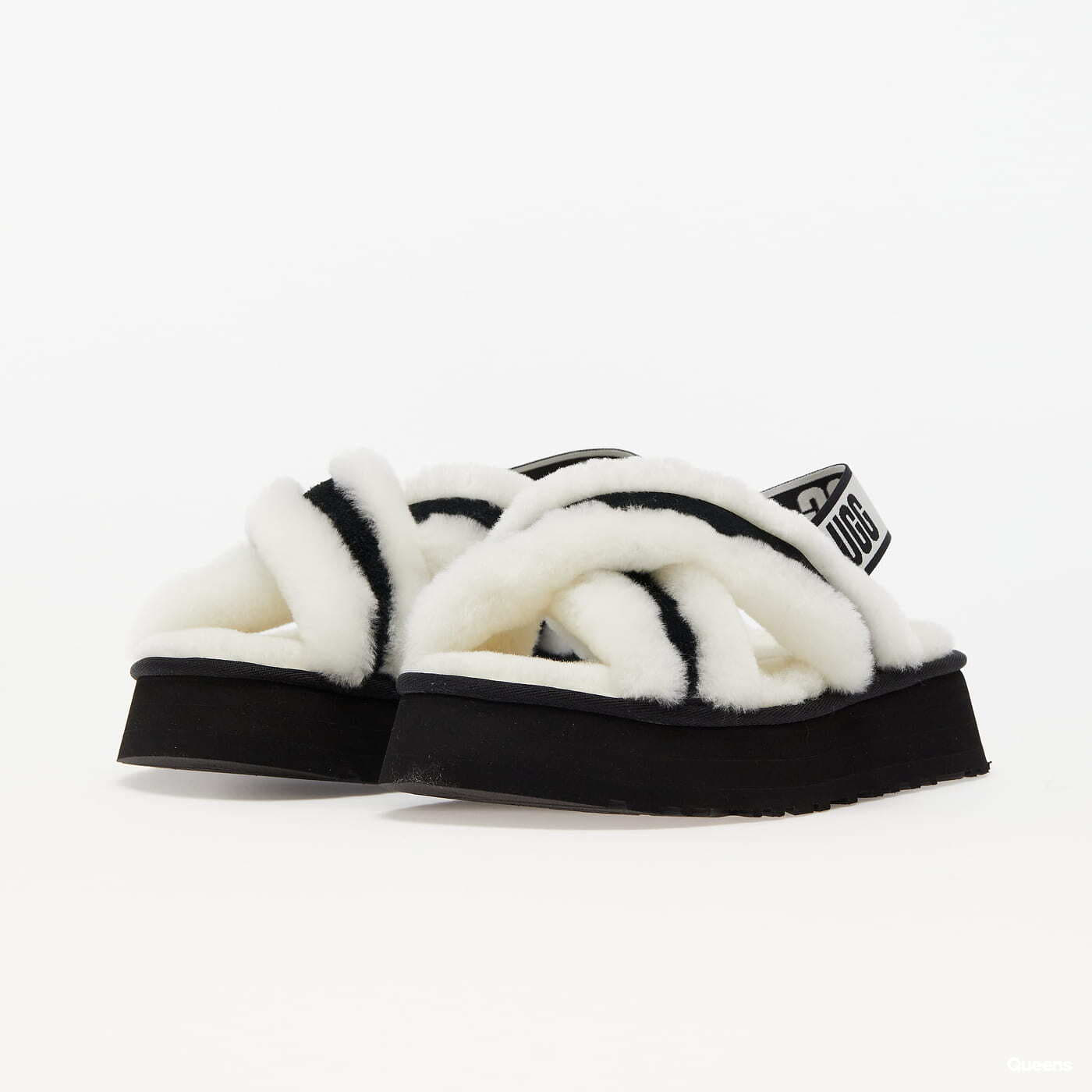Ugg slides black white and grey hotsell