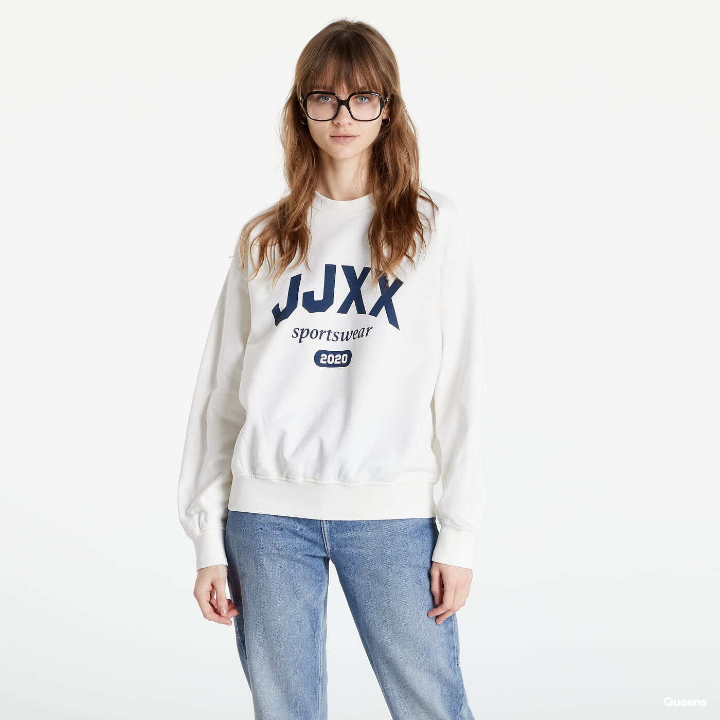 Hanorace JJXX Mira LS Loose Athl Sweat White