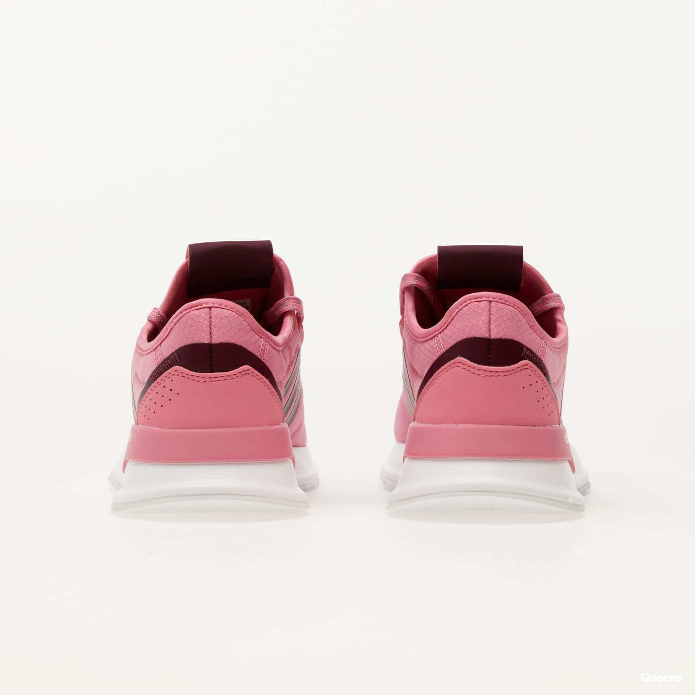 Adidas white shoes clearance with rose gold stripes