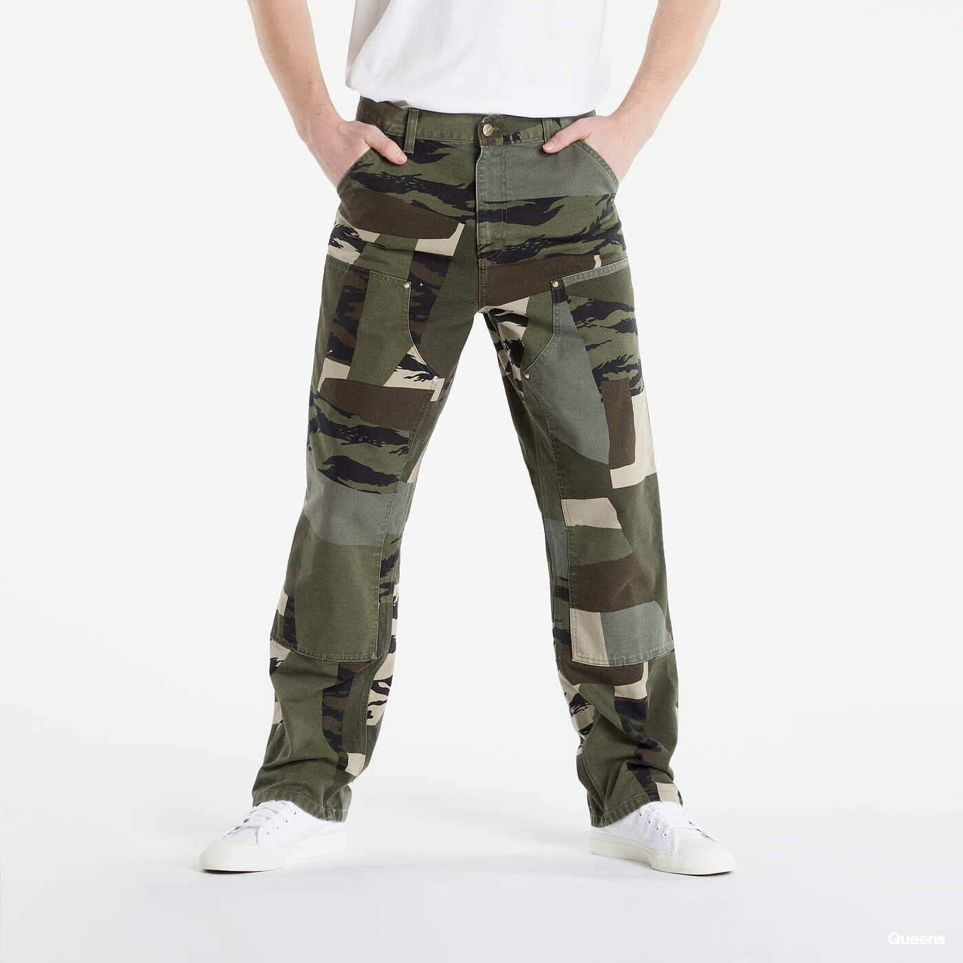 Cargo pants Carhartt WIP Double Knees Pant Camo Mend Stone Washed Queens