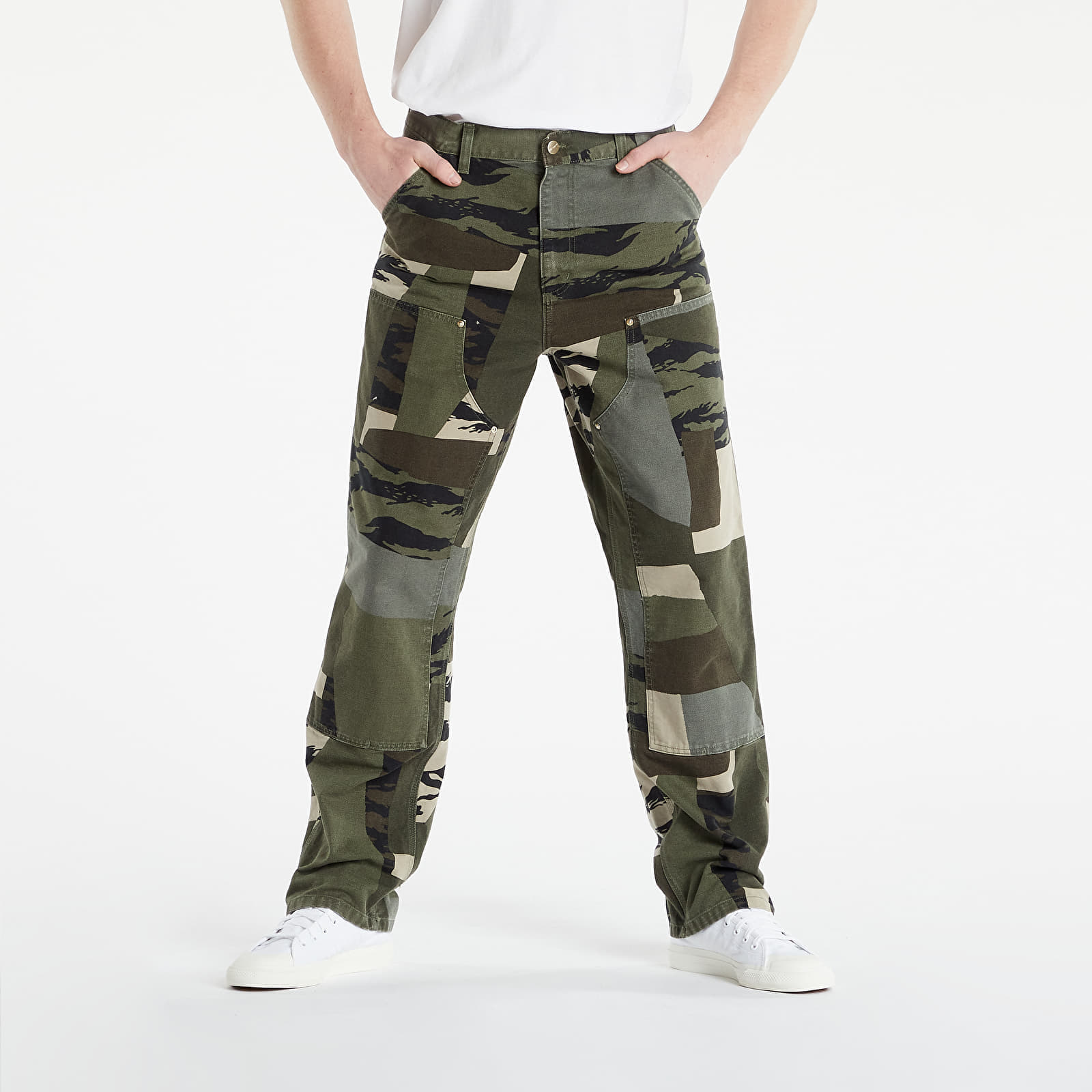 Pantaloni cargo Carhartt WIP Double Knees Pant Camo Mend Stone Washed
