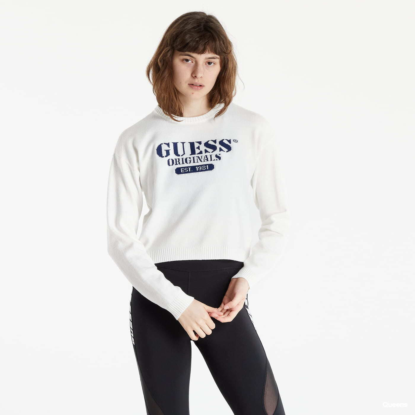 Sweaters GUESS Front logo sweater White