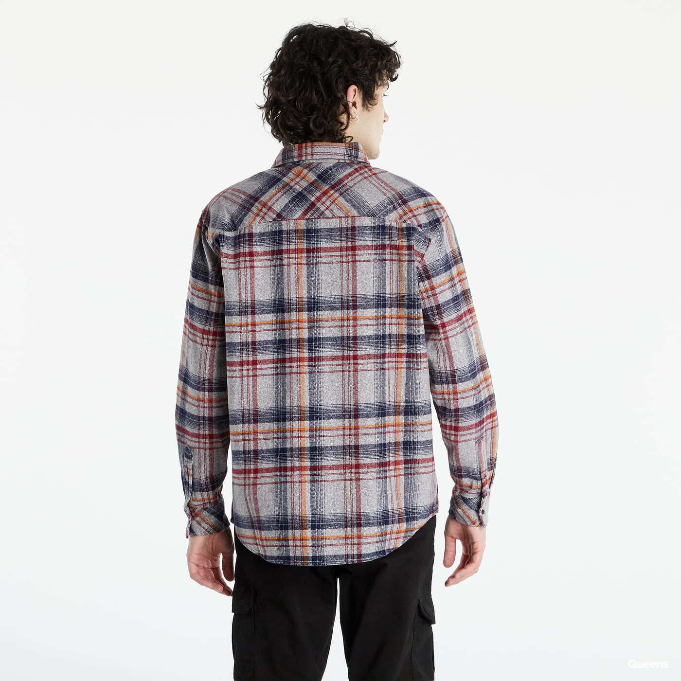 Košele Urban Classics Heavy Curved Oversized Checked Shirt Grey/ Red