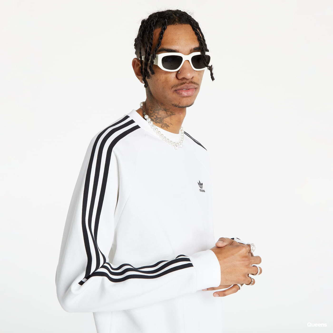 Hoodies and sweatshirts  adidas Originals Classics 3-Stripes Crew White