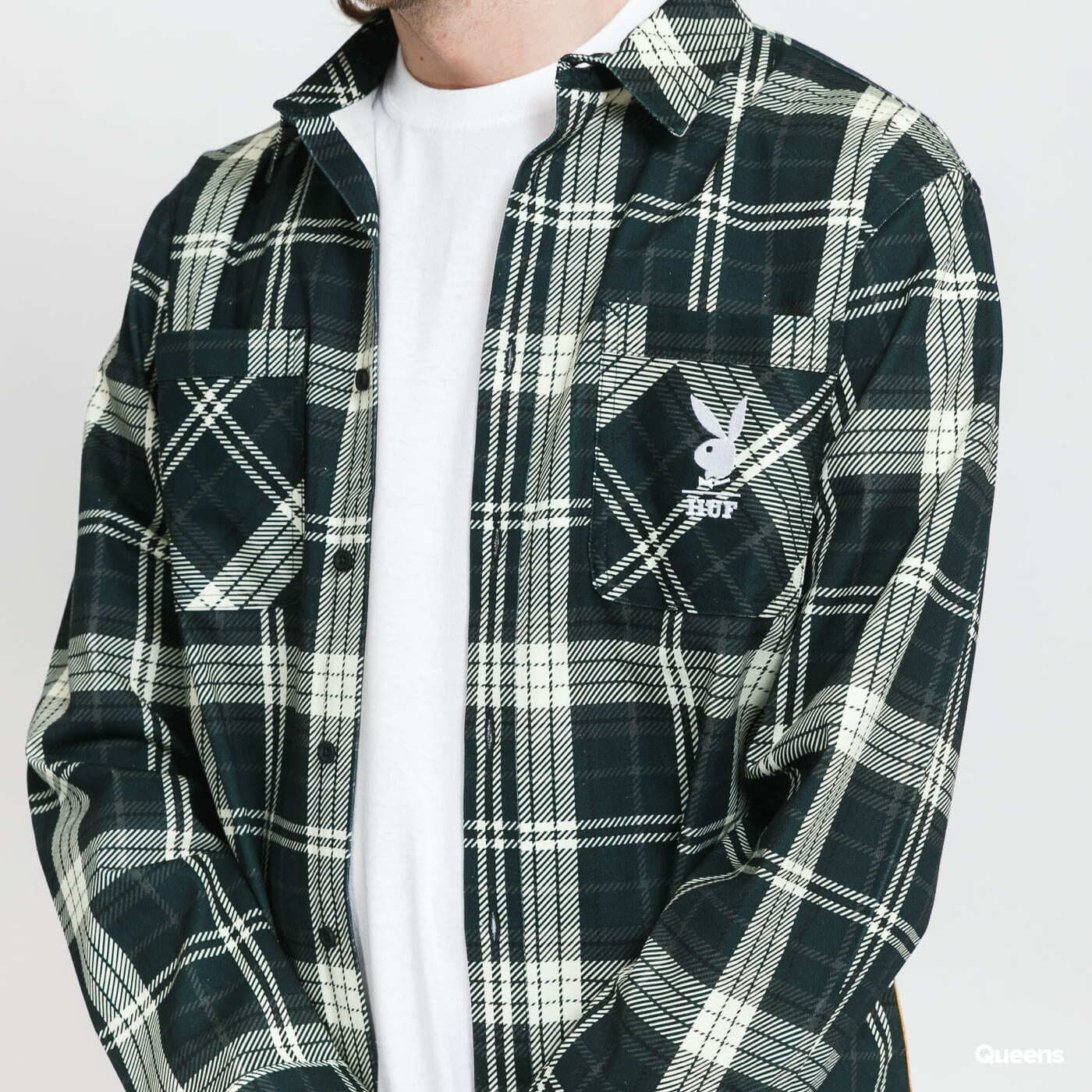 Camisas HUF X Playboy Monarch Longsleeve Flannel Dark Green
