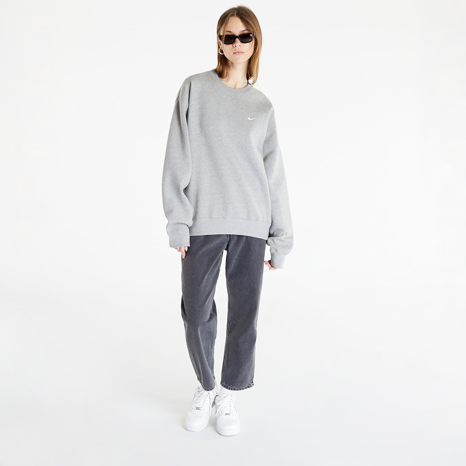Суитшърти и пуловери Nike Nrg SoloSwoosh Crew Fleece Dk Grey Heather/ White