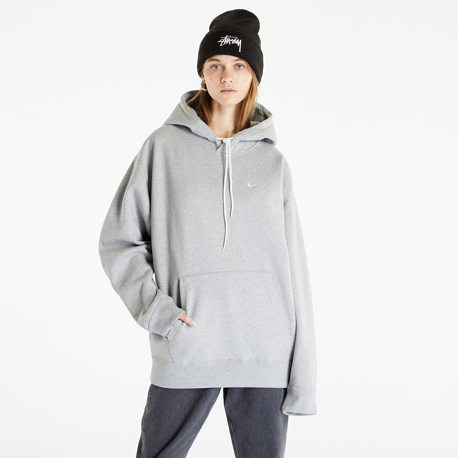 Dukserice Nike Nrg SoloSwoosh Hoodie Fleece Dk Grey Heather/ White