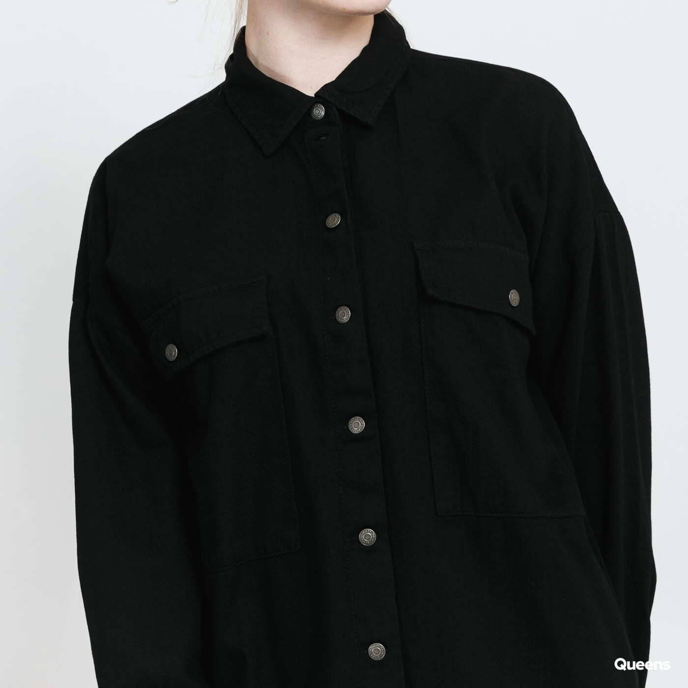 Košile Noisy May NMflanny L/S Long Shacket Black