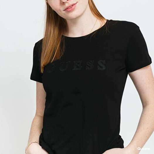 T shirts GUESS W Classic Front Logo Tee Black Queens