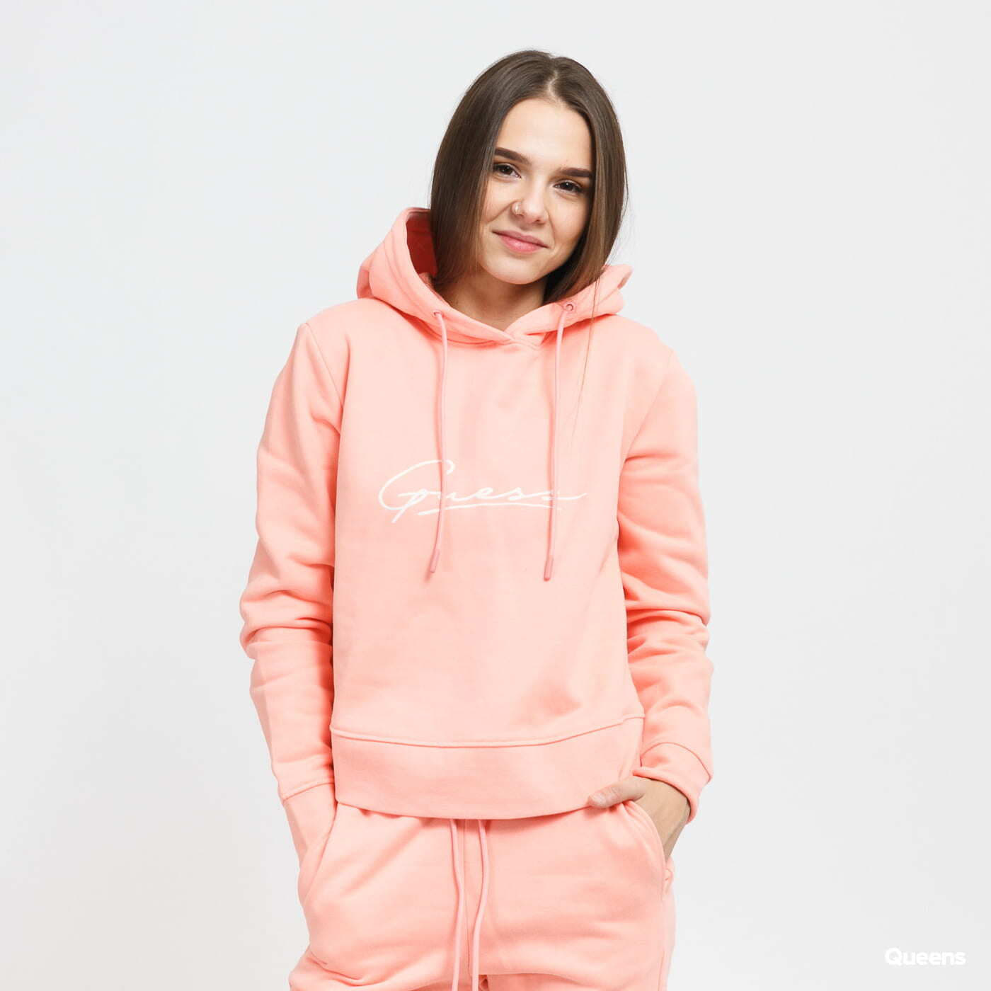 Hoodies and sweatshirts  GUESS W Front Logo Hoodie Pink