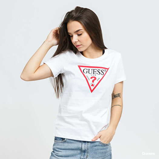 T-shirt GUESS W Triangle Logo Tee White
