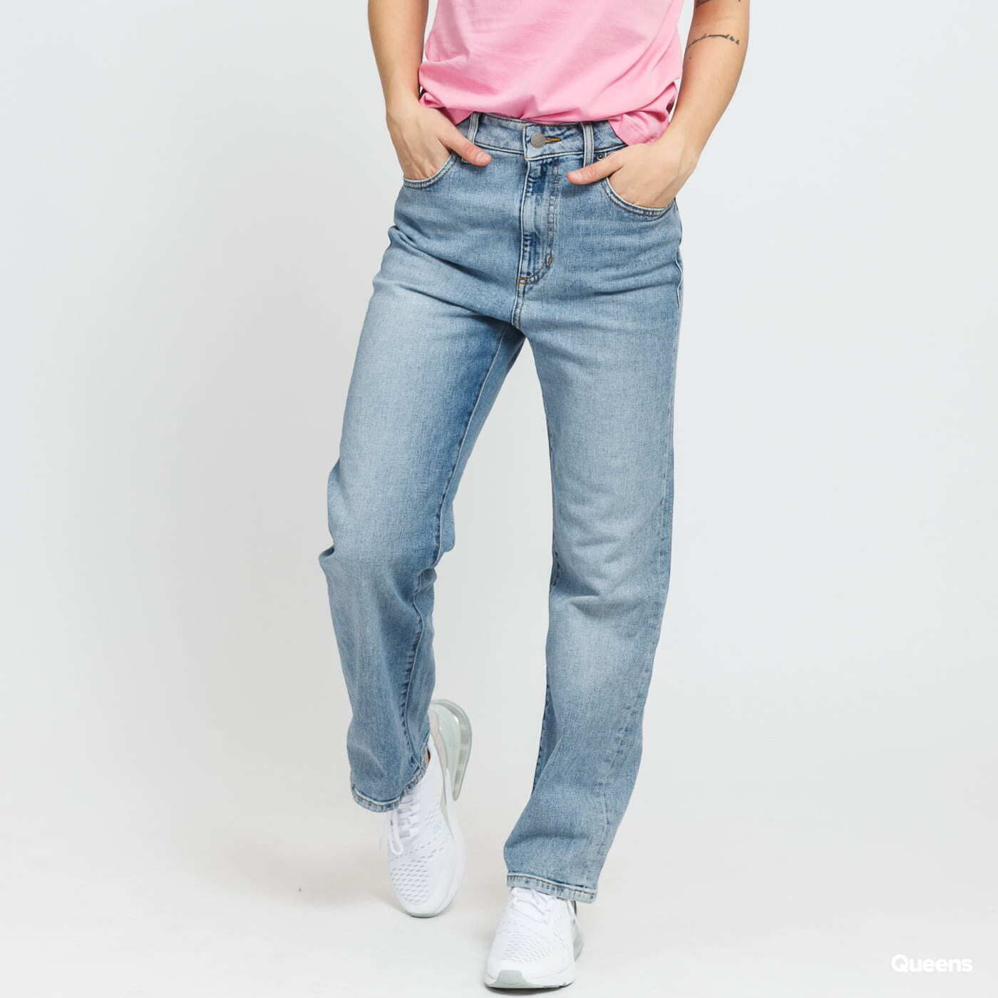 Džíny GUESS W Cropped Mom Jeans blue