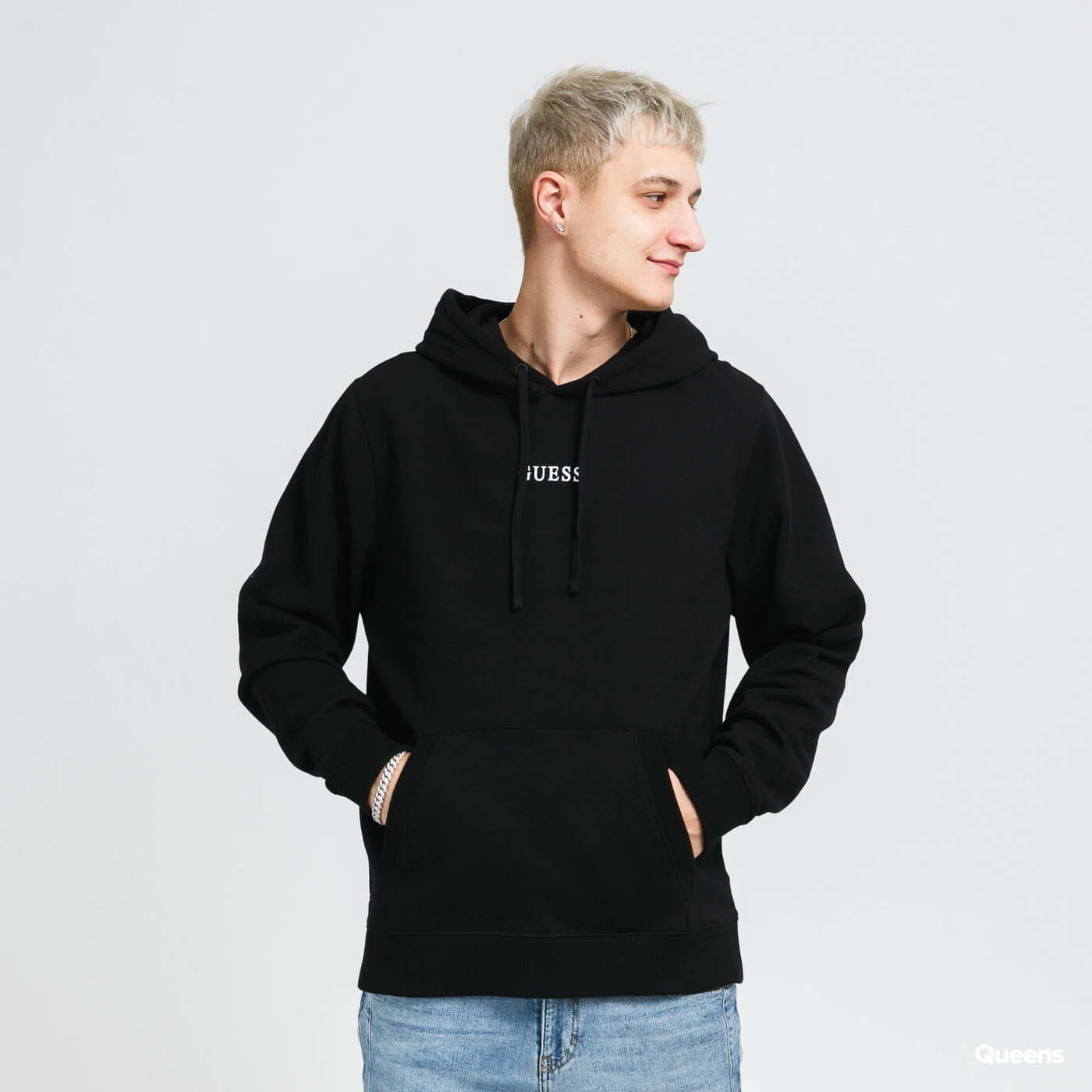 Mikiny GUESS M Eco Roy Embroidered Logo Hoodie Black