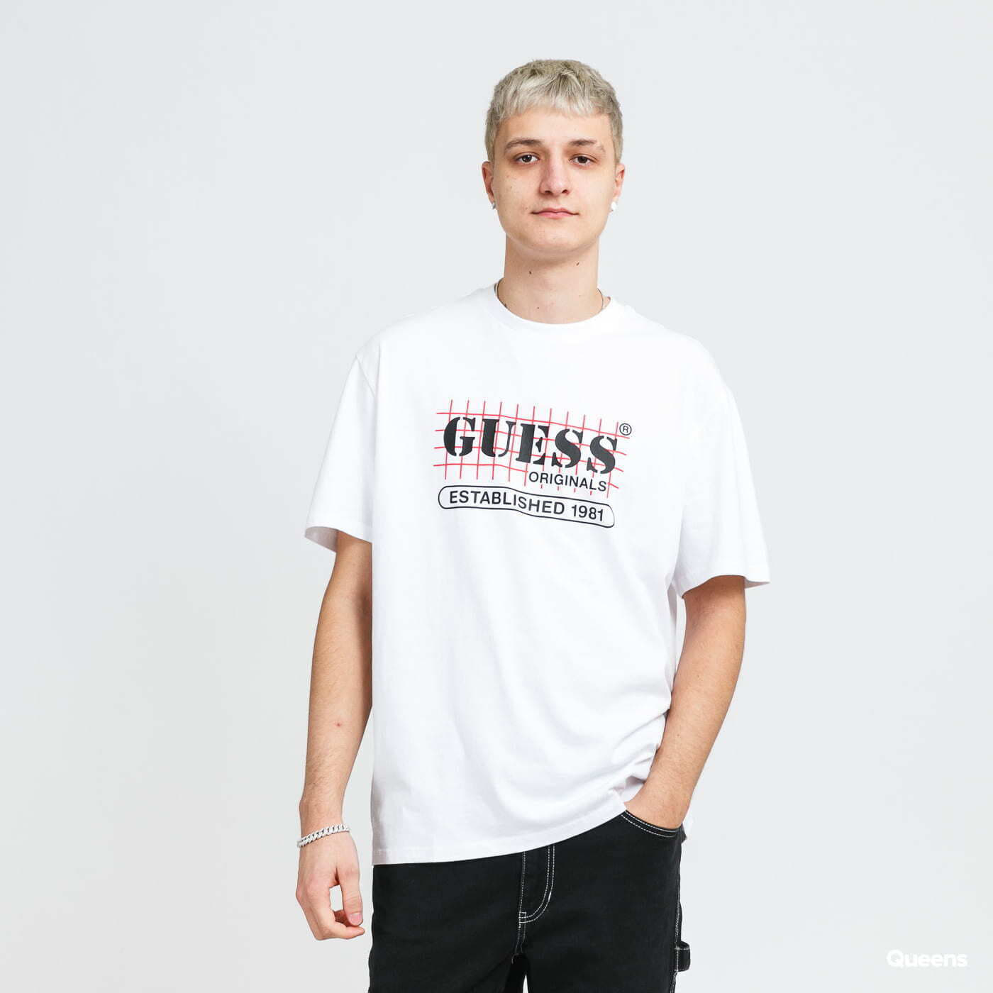 GUESS M Originals Grid Tee White