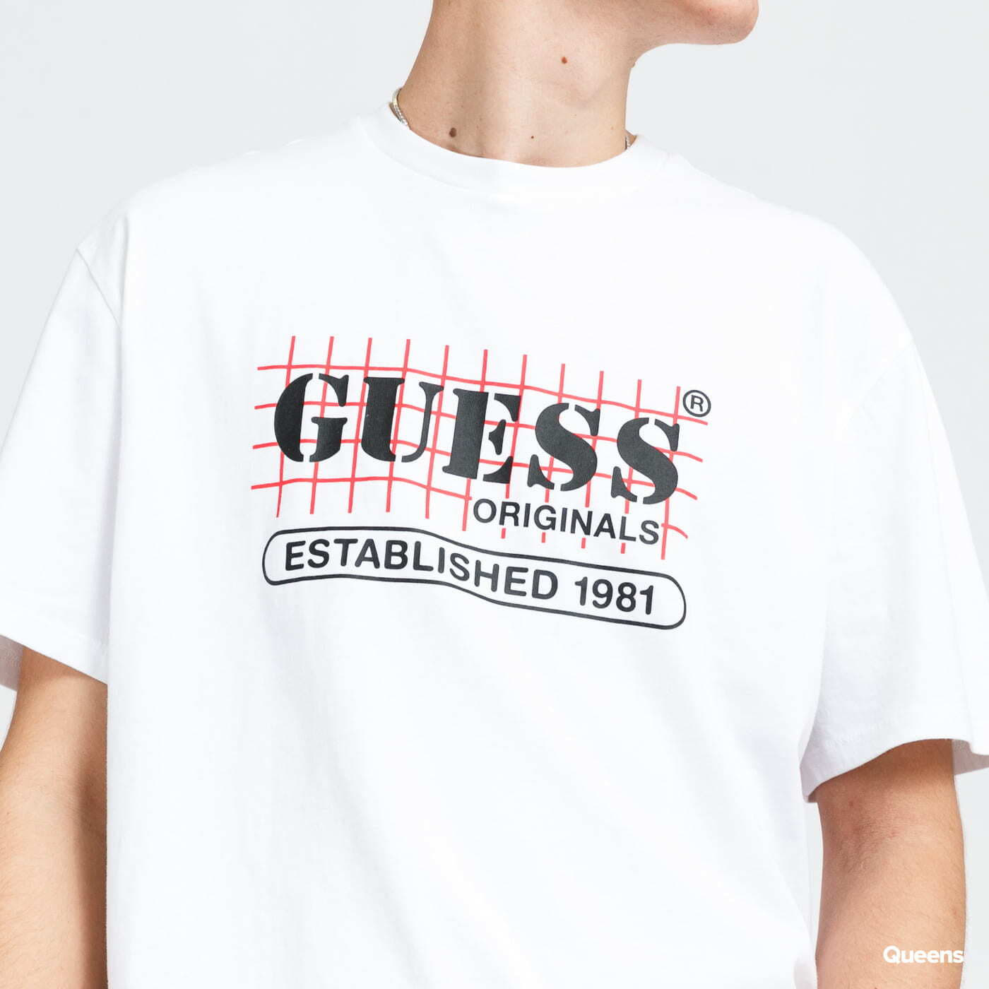 T shirts GUESS M Originals Grid Tee White Queens