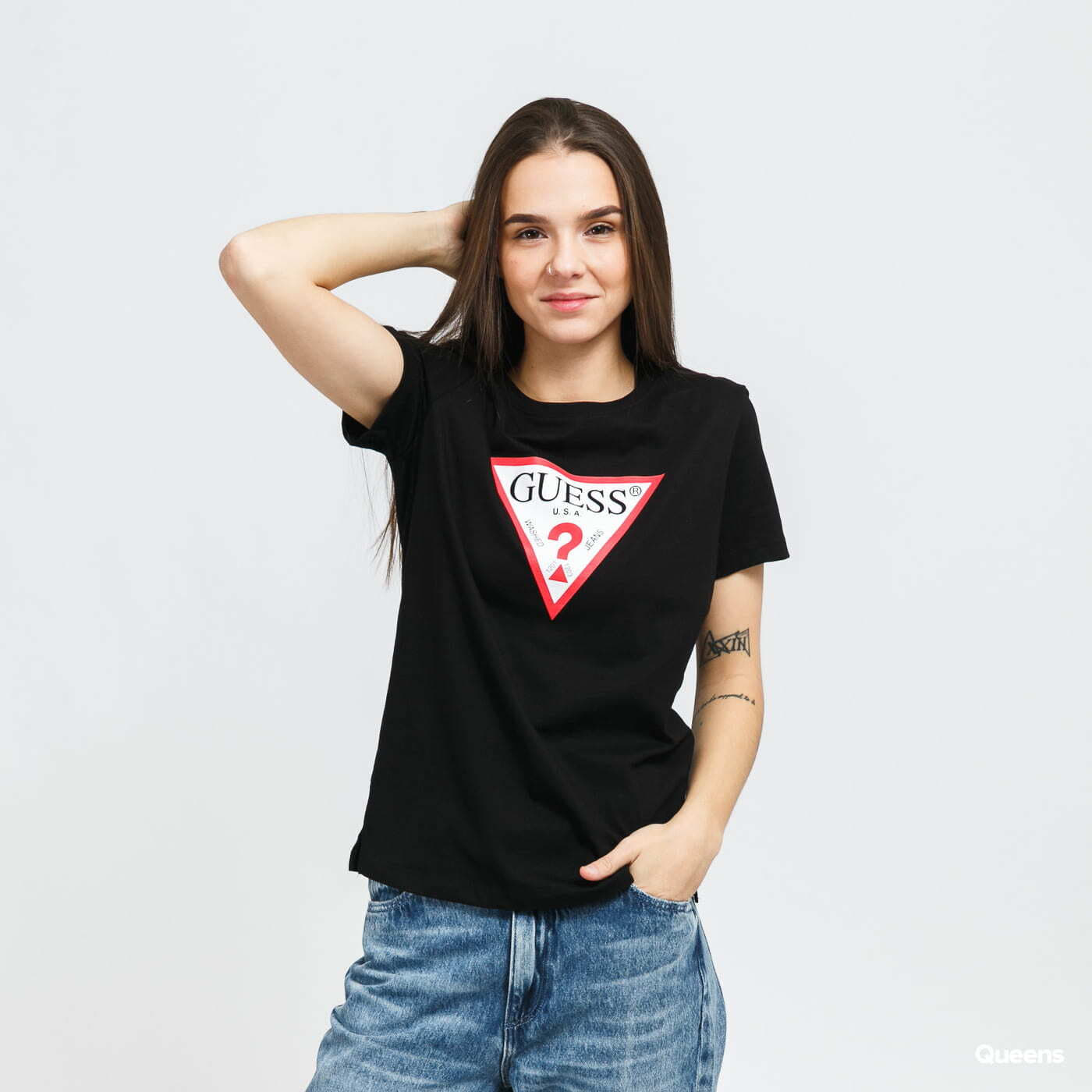 T-shirts GUESS W Triangle Logo Tee Black