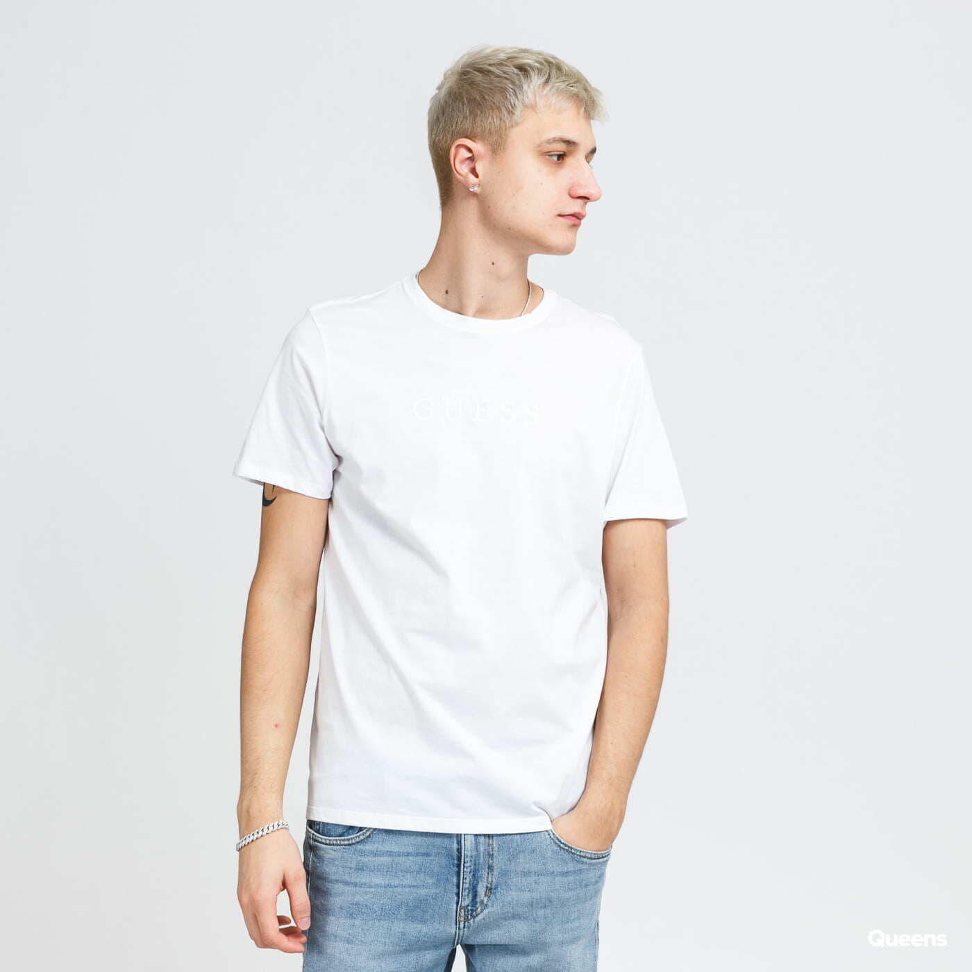 Tricouri GUESS M Embroidered Logo Tee White