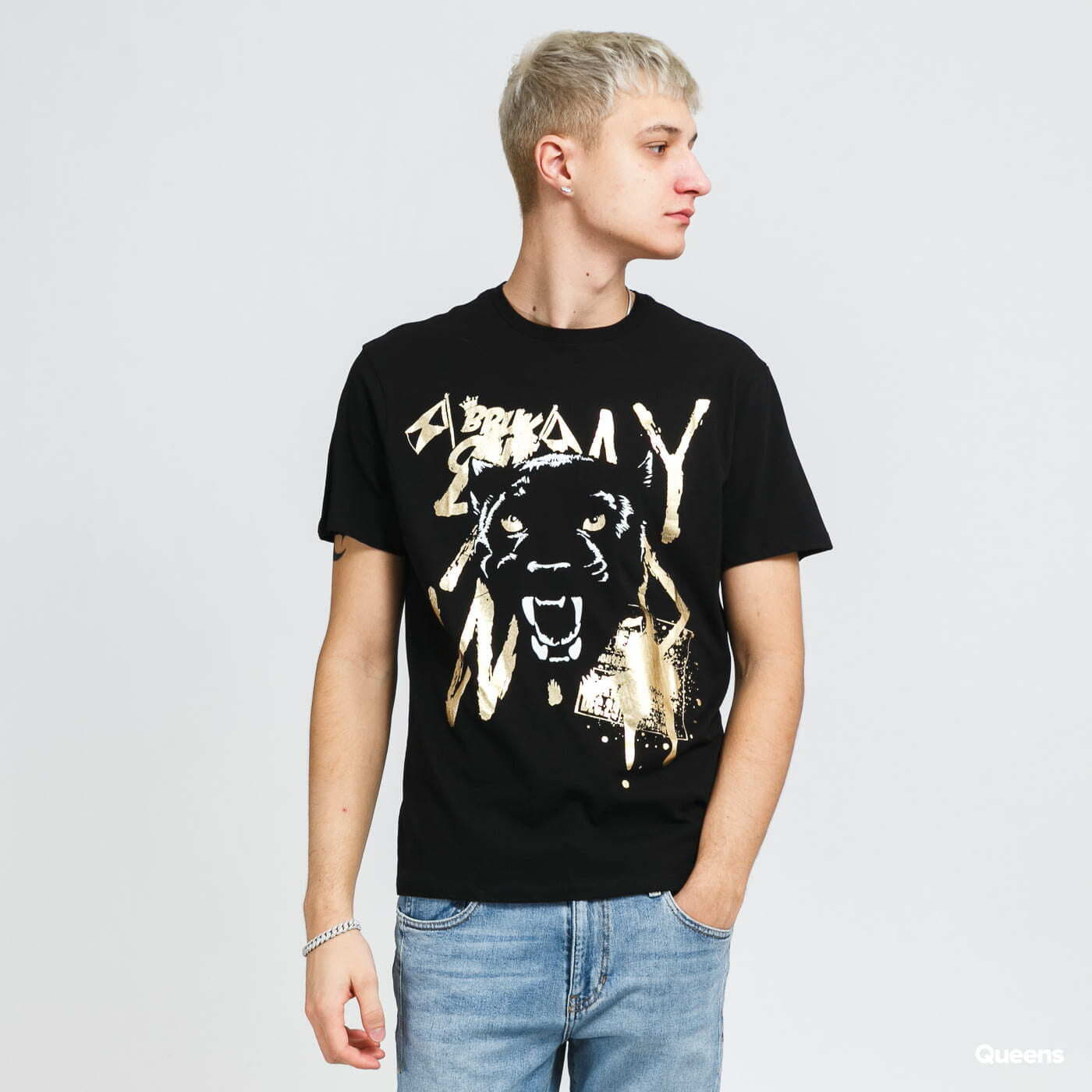 T-shirts GUESS M Panther Foil Tee Black/ Gold