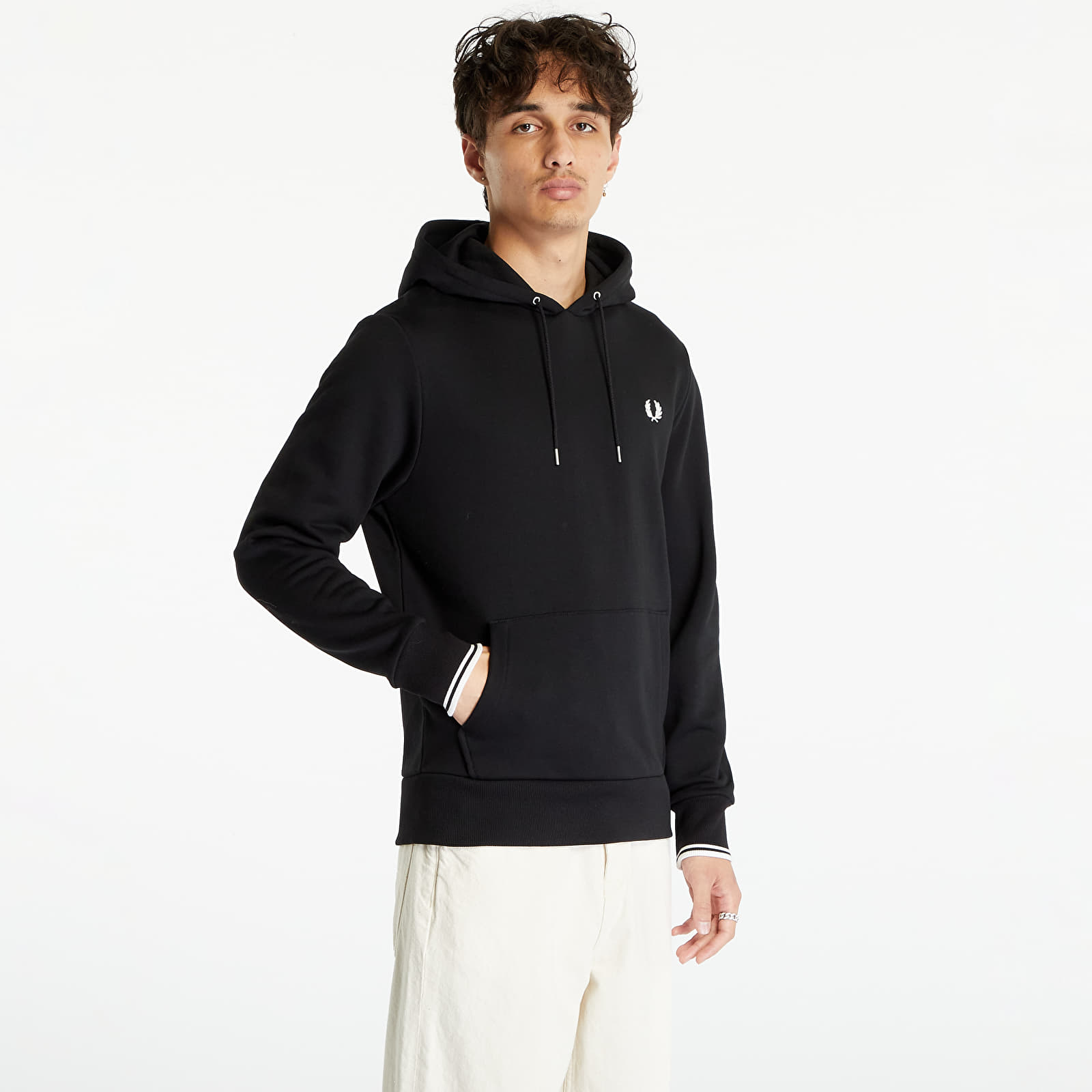 Mikiny FRED PERRY Tipped Hooded Sweatshirt Black