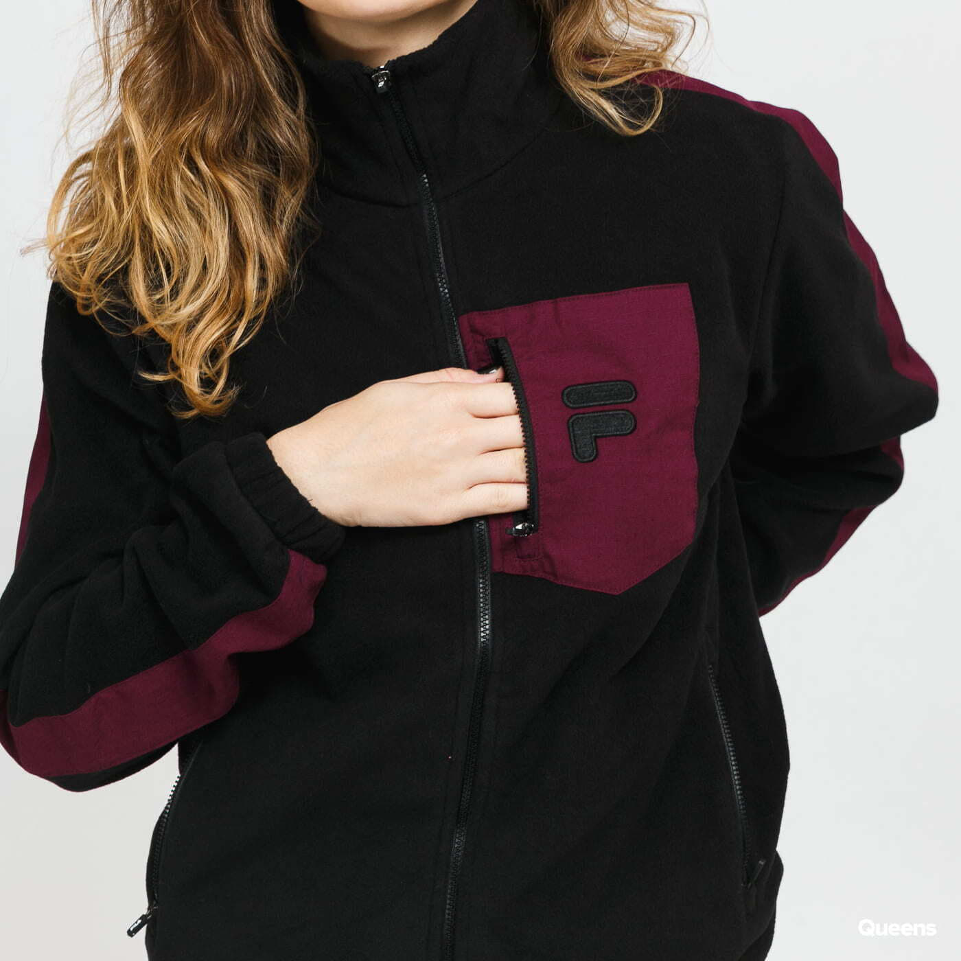 Mikiny Fila Women Rina Fleece Jacket Black/ Purple