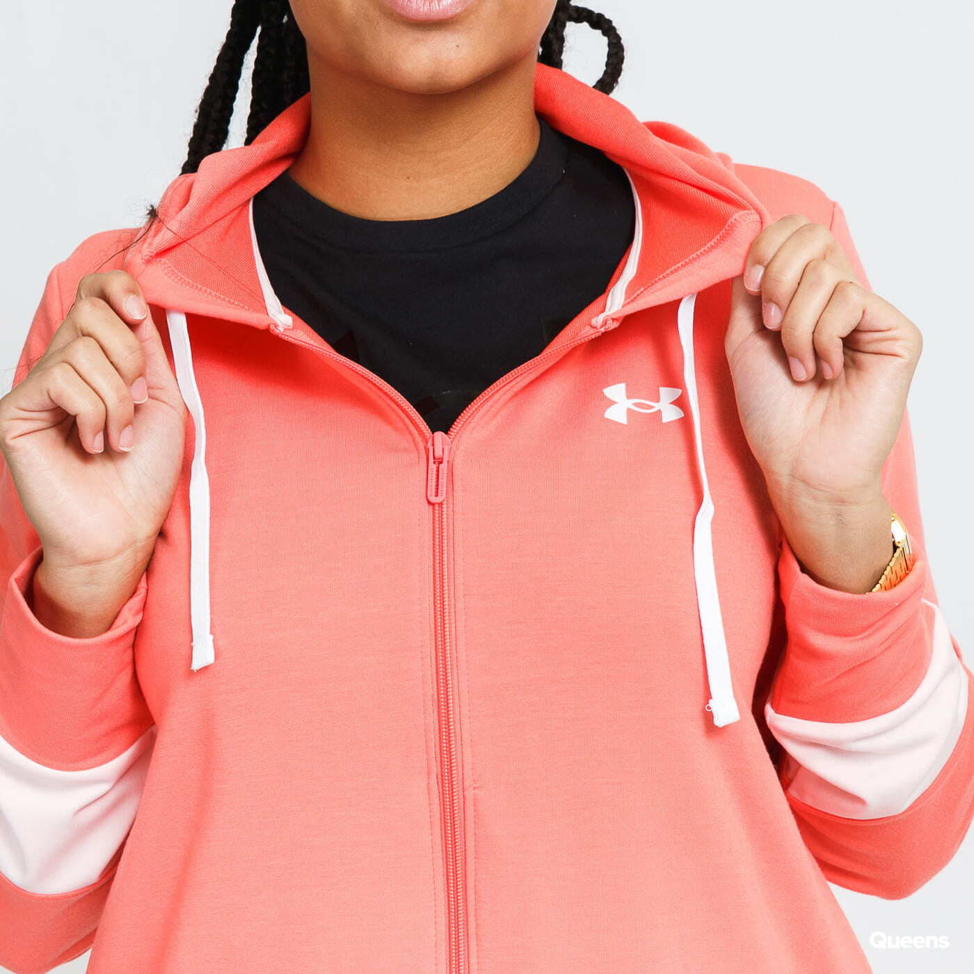 Under armour hoodie women pink on sale