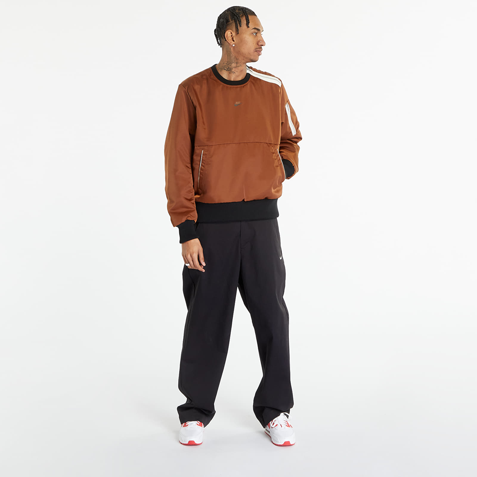Hættetrøjer og sweatshirts Nike Sportswear Style Essentials+ Men's Filled Crew Top Pecan/ Black