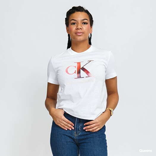 T-shirts CALVIN KLEIN JEANS W Satin Bonded Blurred Tee White | Queens