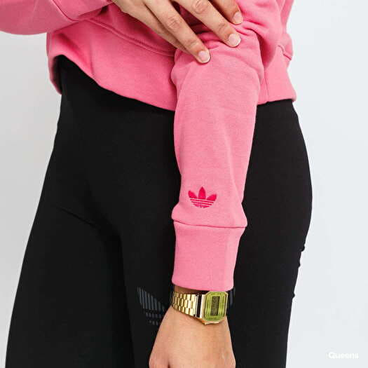 Adidas originals pink shop cropped cute crew sweatshirt