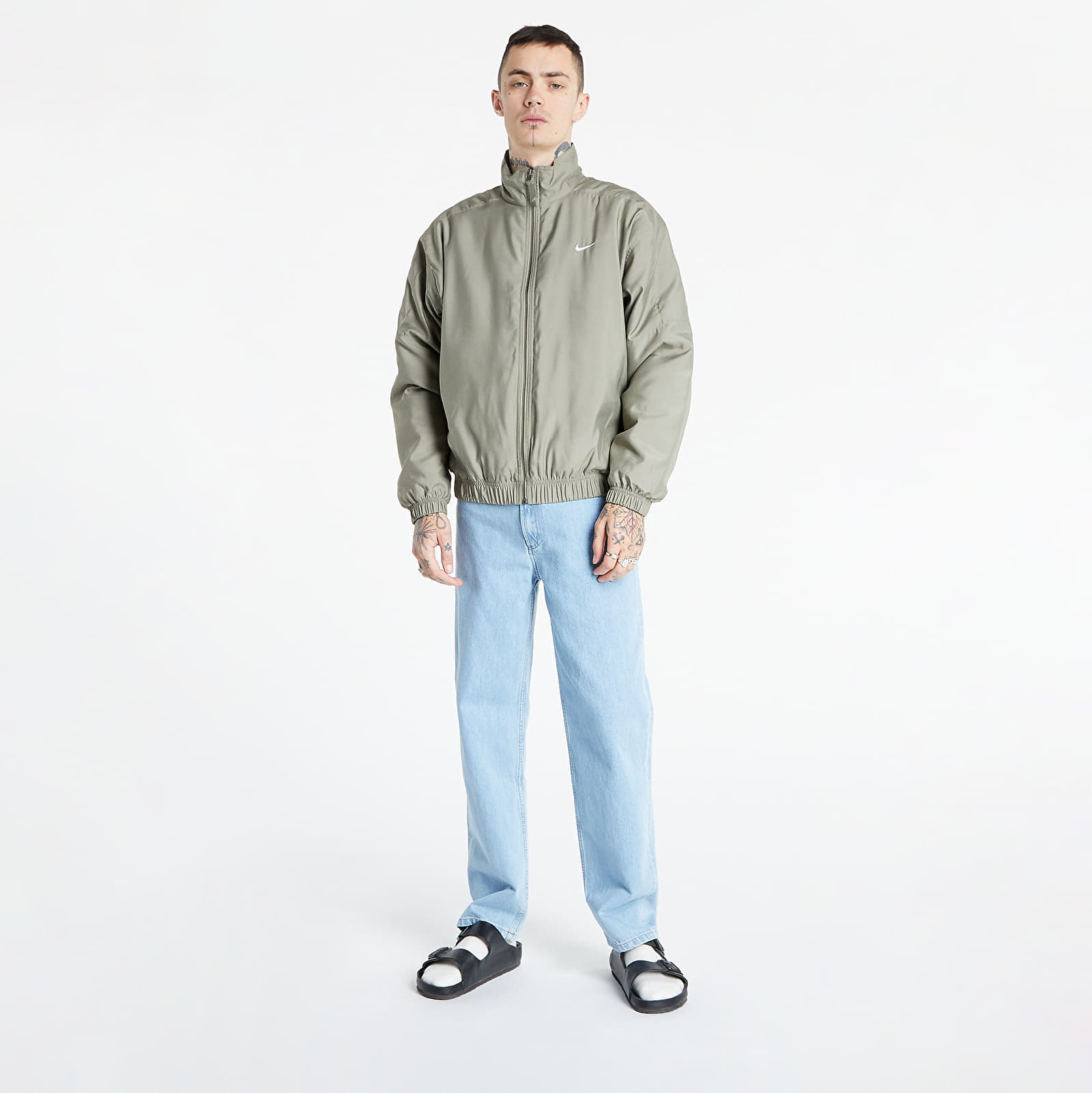 Jakker Nike M NK Solo Swoosh Satin Bomber Jacket Green