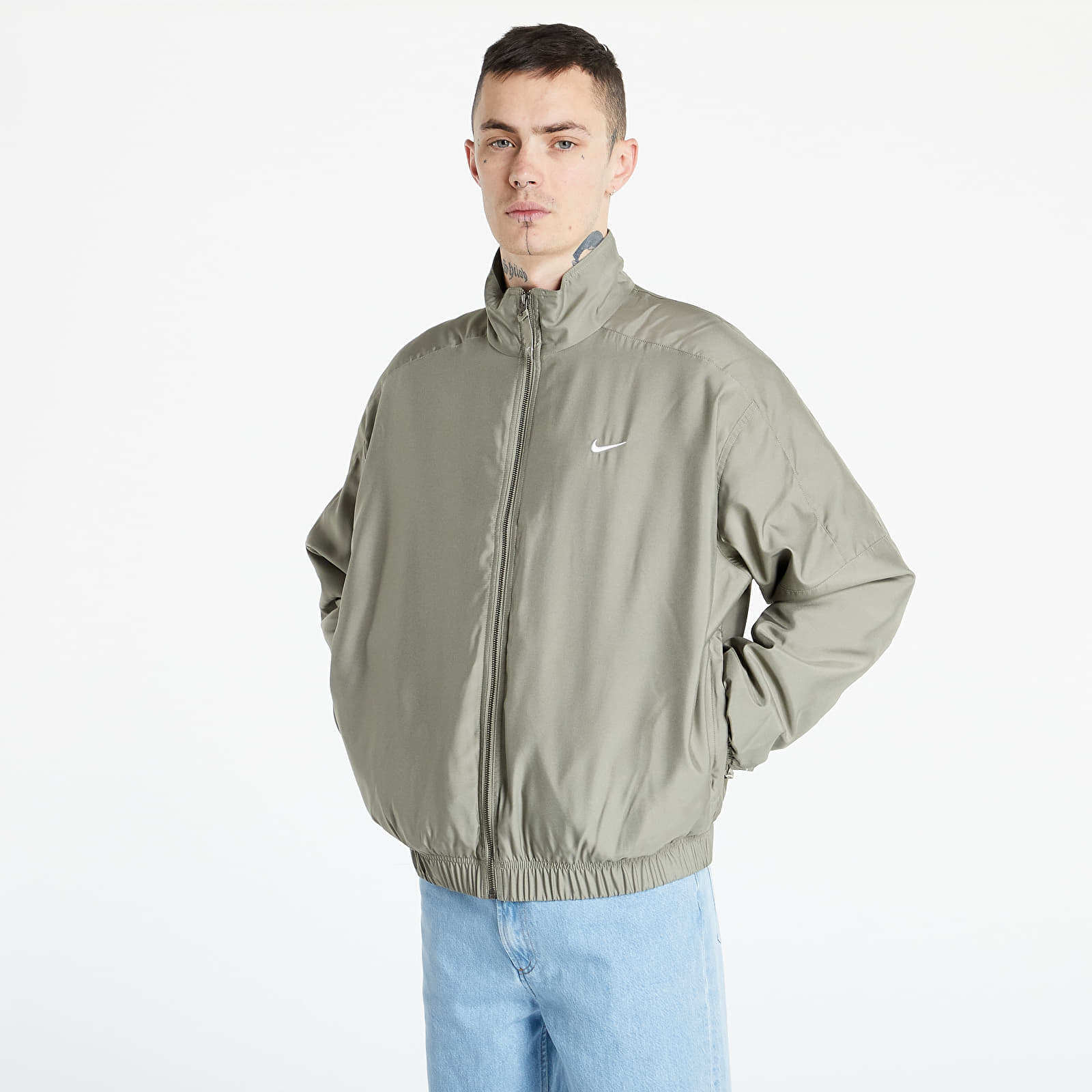 Jakker Nike M NK Solo Swoosh Satin Bomber Jacket Green