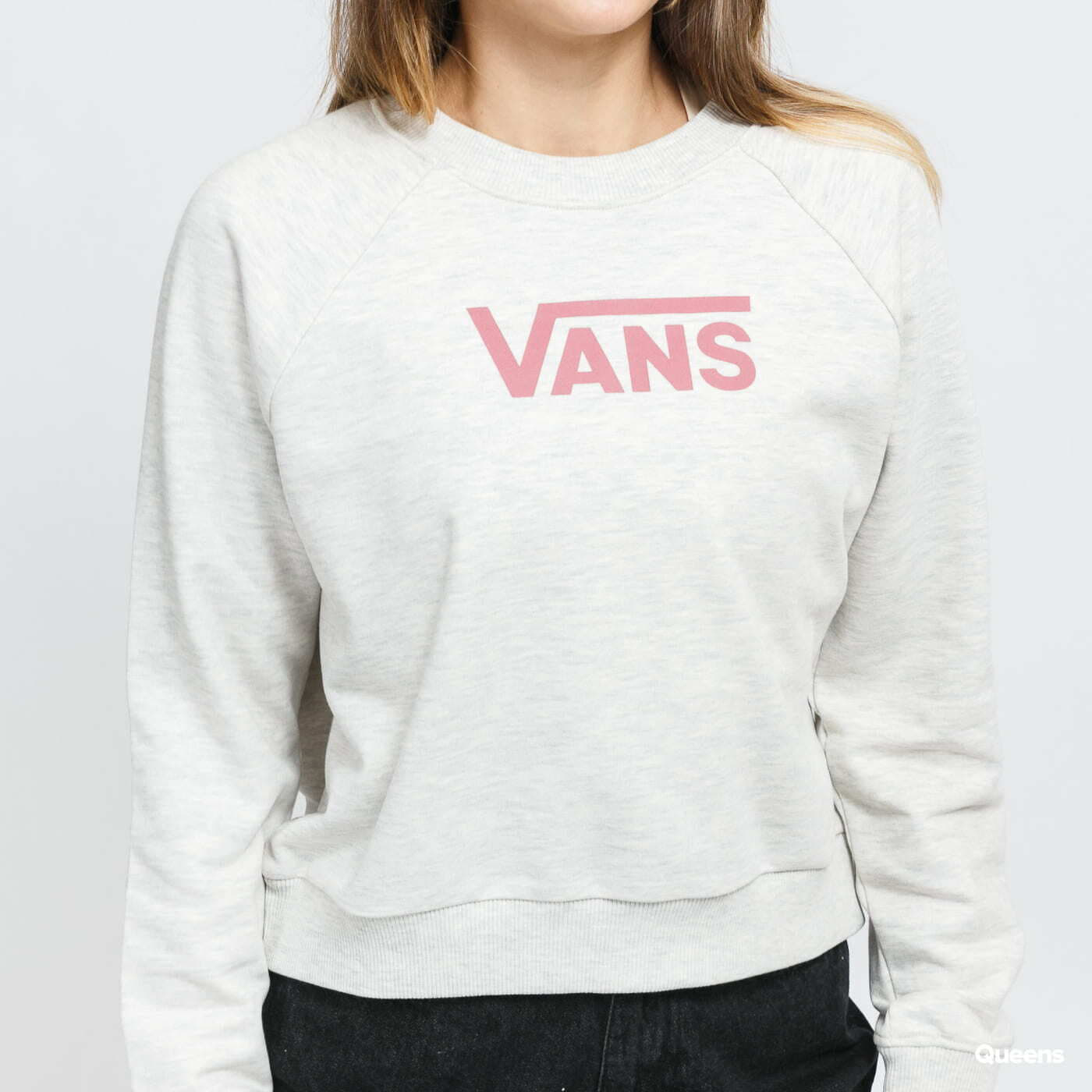 Mikiny Vans WM Flying V FT Boxy Crew Melange Grey