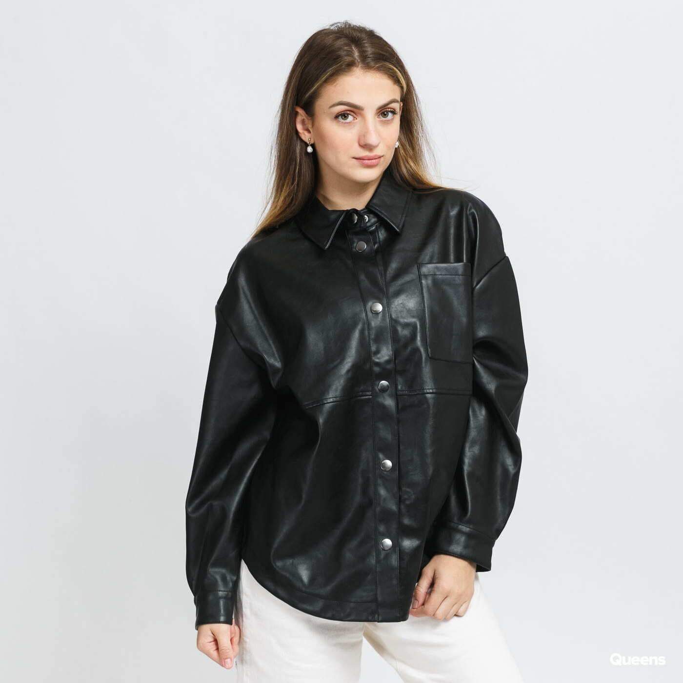 Bundy Urban Classics Ladies Faux Leather Overshirt Black