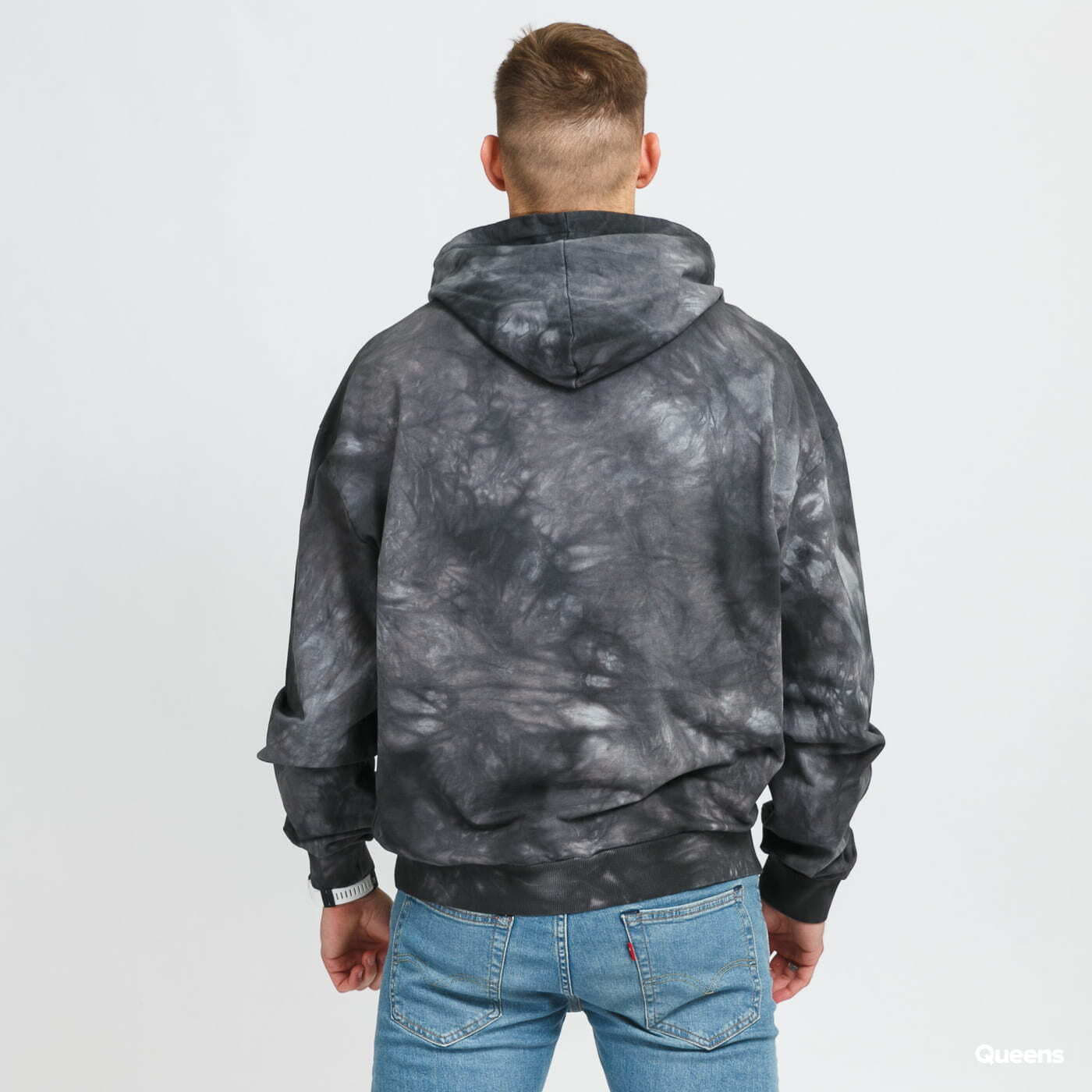 Mikiny Urban Classics Tye Dyed Hoody Grey